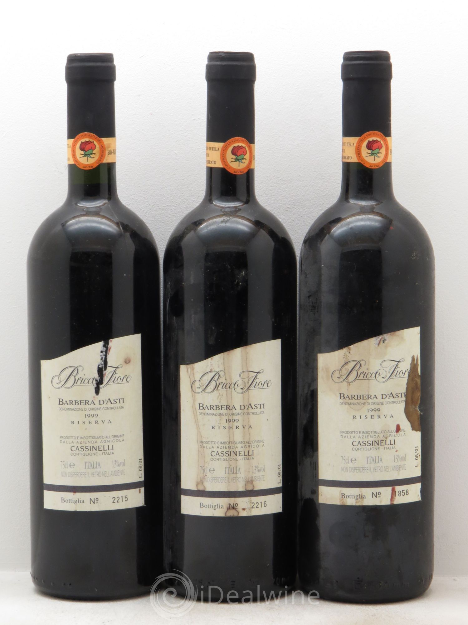 Italie Barbera d'Asti Bricco Fiore Riserva 1999 - Lot de 3 bouteilles - 0