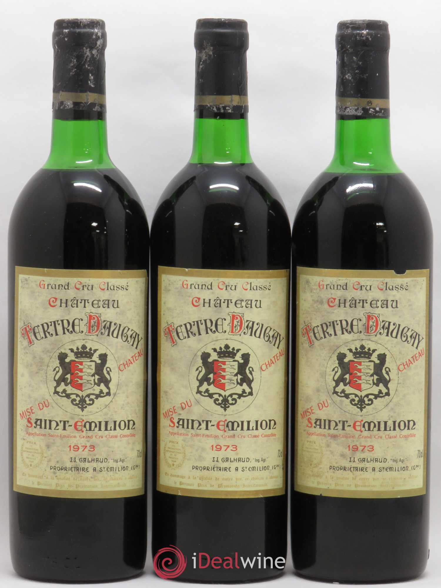 Château Tertre Daugay Grand Cru Classé 1973 - Lot de 3 bouteilles - 0