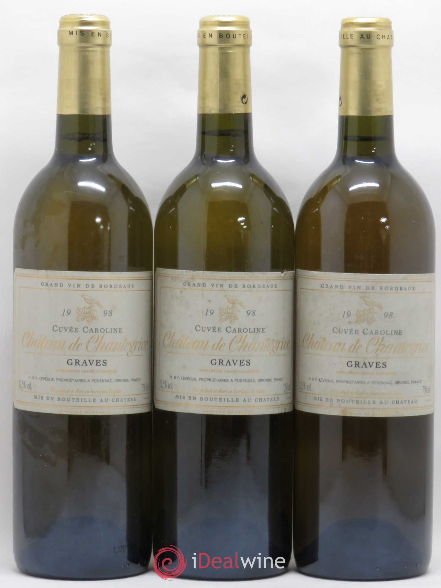 Château de Chantegrive Cuvée Caroline (sans prix de réserve) 1998 - Lot de 3 bouteilles - 0
