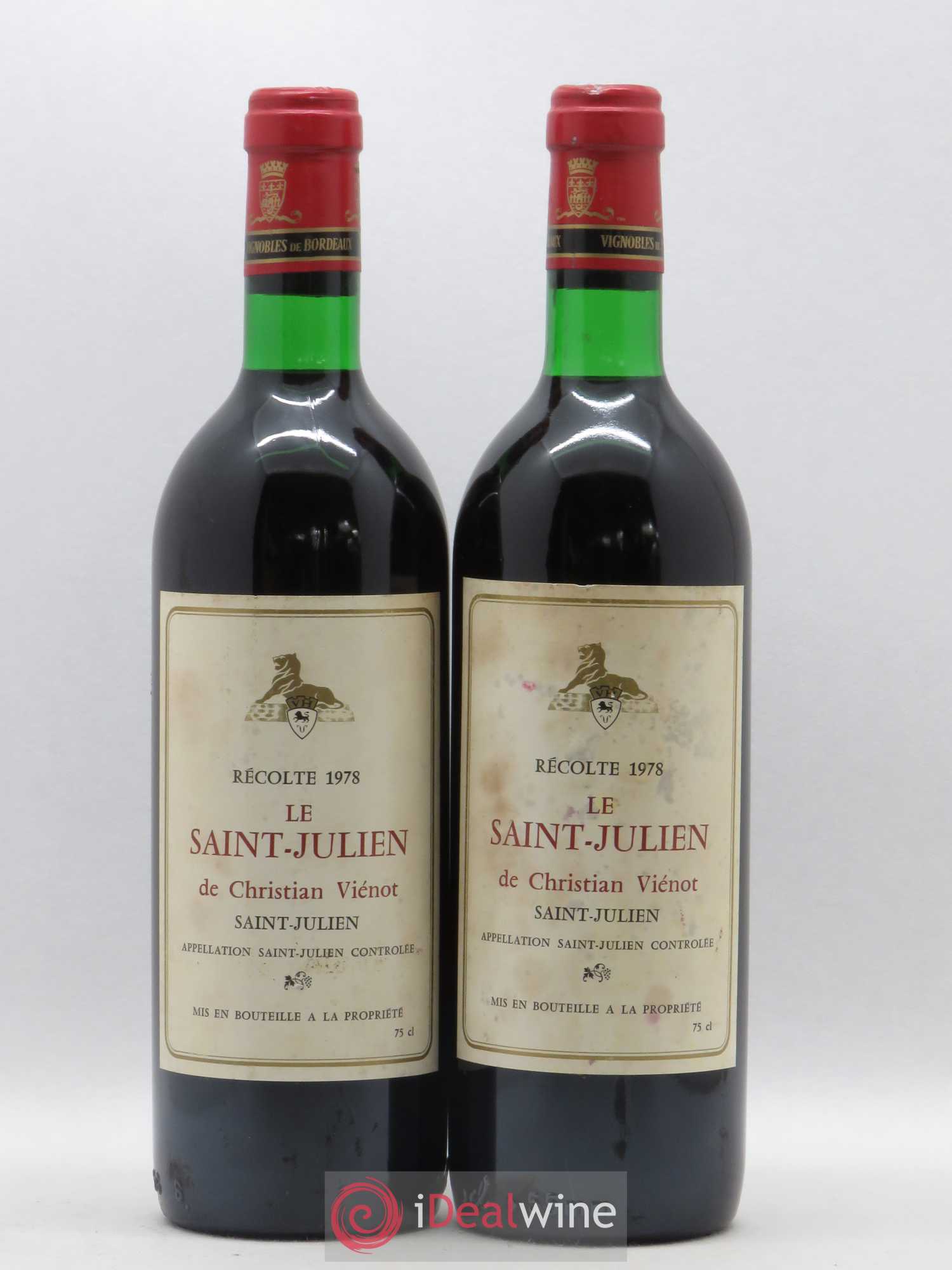 Bordeaux Le Saint-Julien De Christian Vienot 1978 - Posten von 2 Flaschen - 0