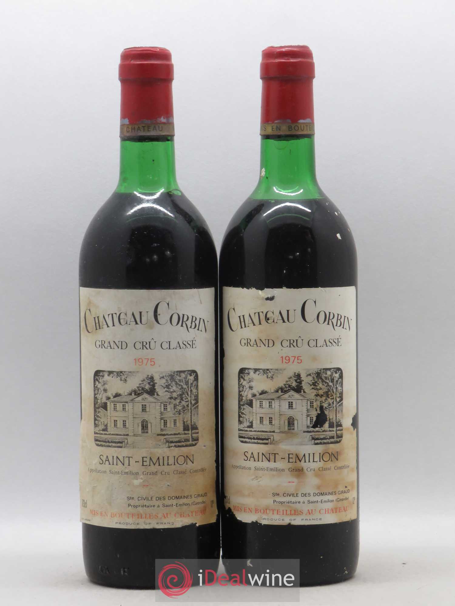 Château Corbin Grand Cru Classé 1975 - Lot de 2 bouteilles - 0