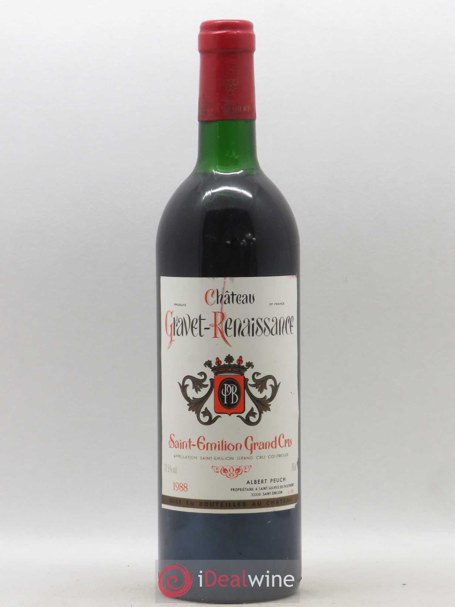 Saint-Émilion Grand Cru Château Gravet Renaissance 1988 - Lot de 1 bouteille - 0