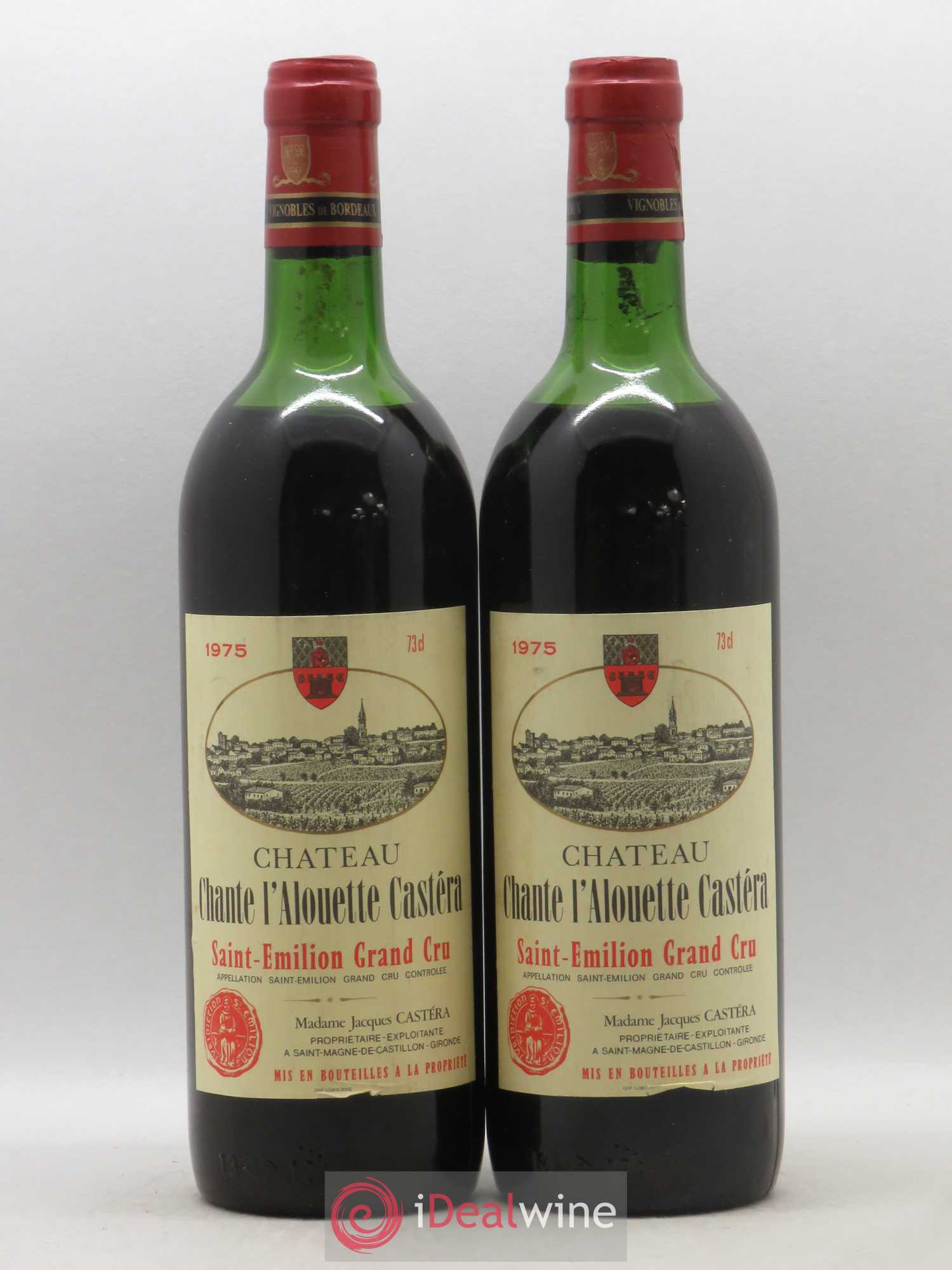 Saint-Émilion Grand Cru Château Chante Alouette Castera 1975 - Posten von 2 Flaschen - 0