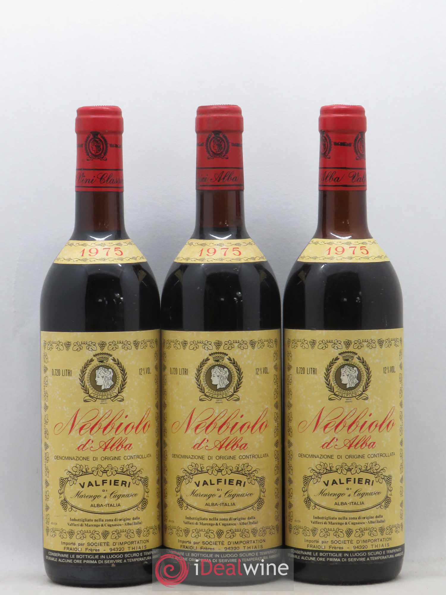 Nebbiolo d'Alba DOC Valfieri 1975 - Lot de 3 bouteilles - 0