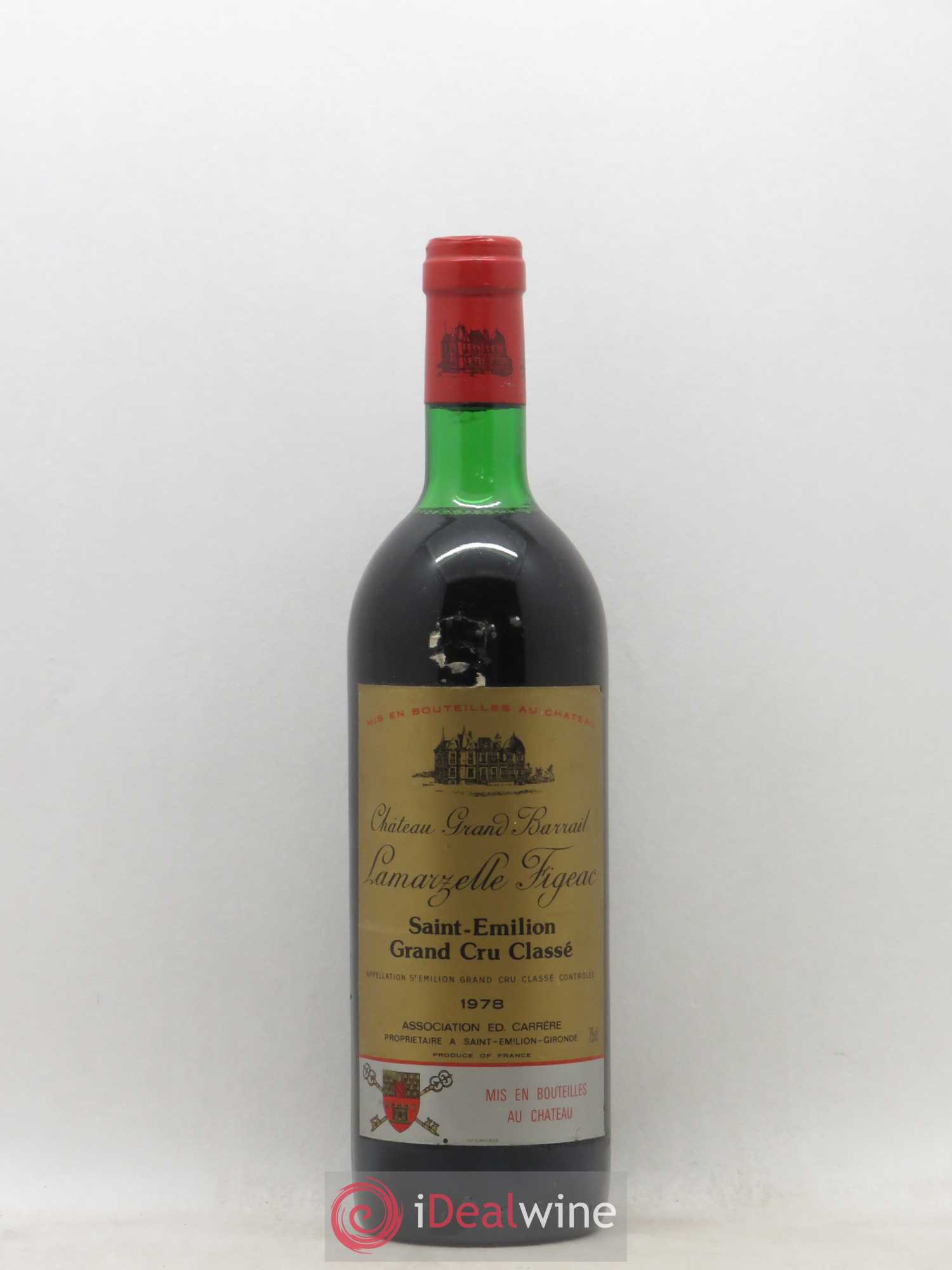 Château Grand Barrail Lamarzelle Figeac Grand Cru Classé 1978 - Lot de 1 bouteille - 0