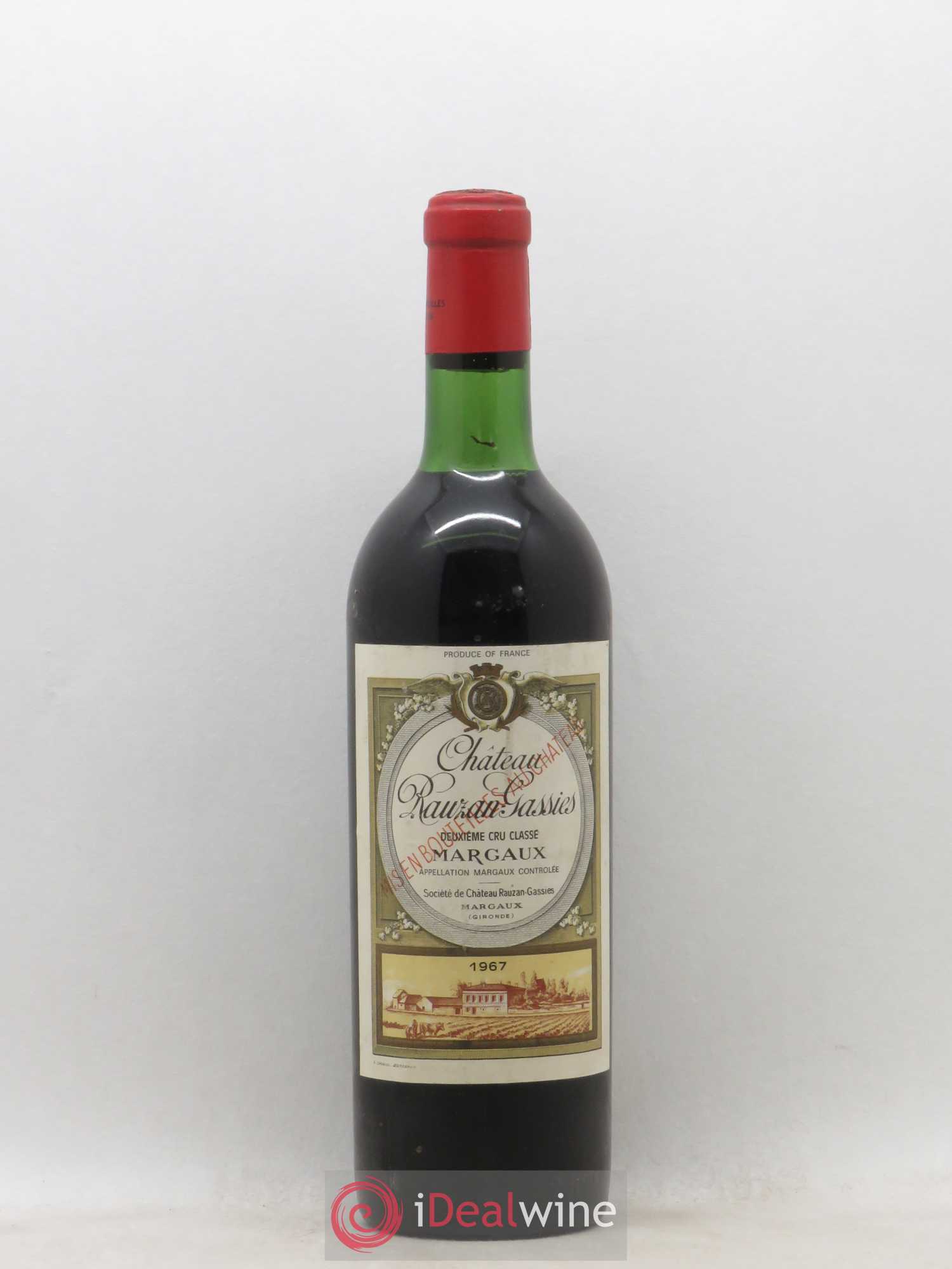 Château Rauzan-Gassies 2ème Grand Cru Classé 1967 - Lot de 1 bouteille - 0