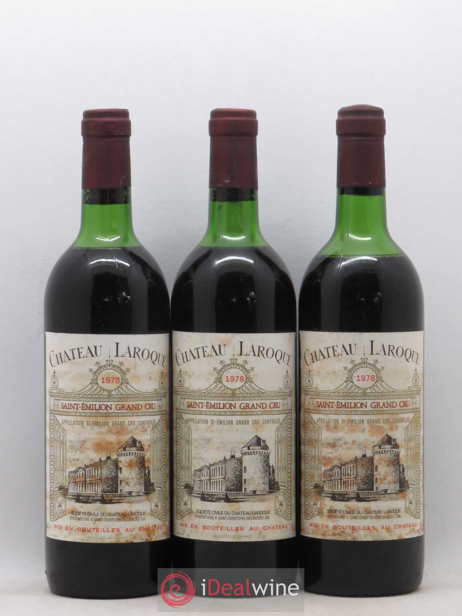 Château Laroque Grand Cru Classé 1978 - Lot de 3 bouteilles - 0