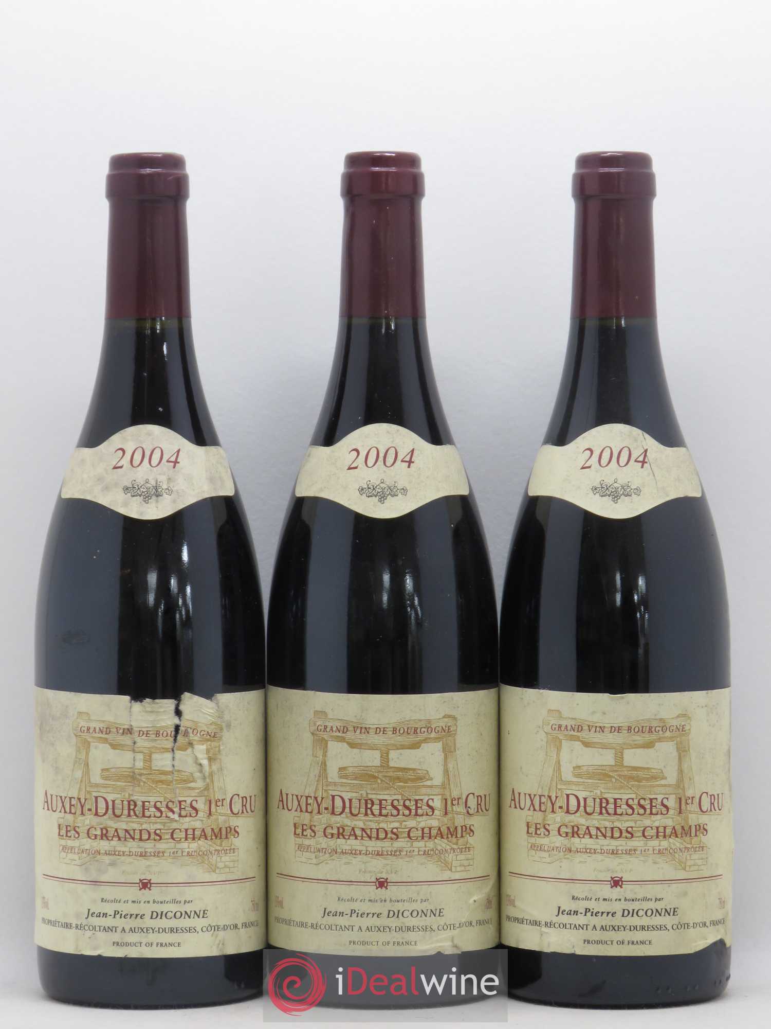 Auxey-Duresses 1er Cru Les Grands Champs J.P Diconne 2004 - Lotto di 3 bottiglie - 0