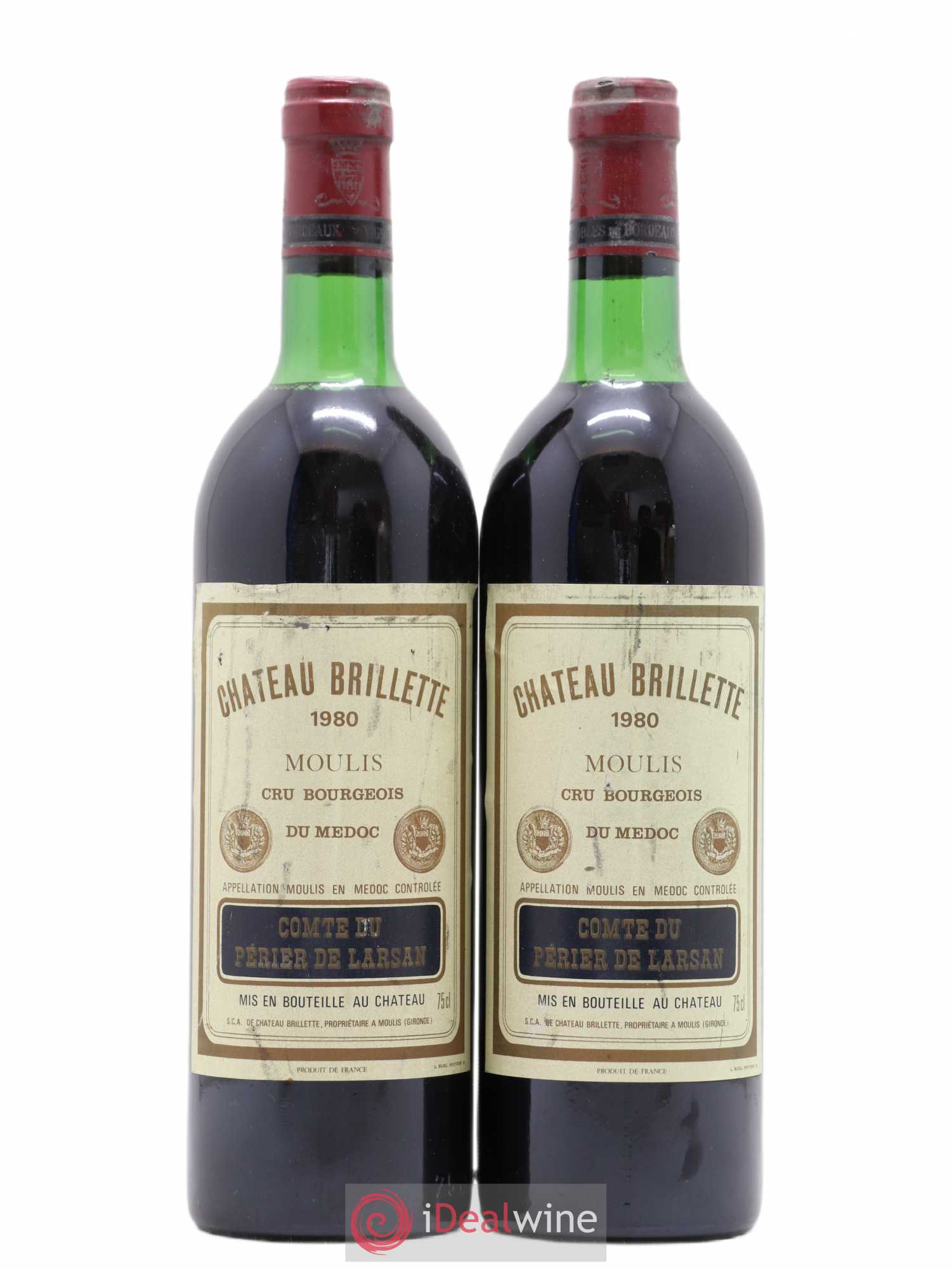 Château Brillette Cru Bourgeois 1980 - Lot de 2 bouteilles - 0