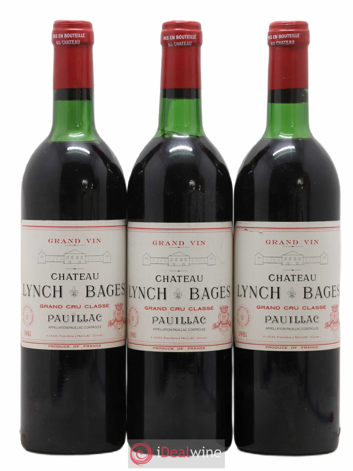 Château Lynch Bages 5ème Grand Cru Classé 1981 - Lot de 3 bouteilles - 0