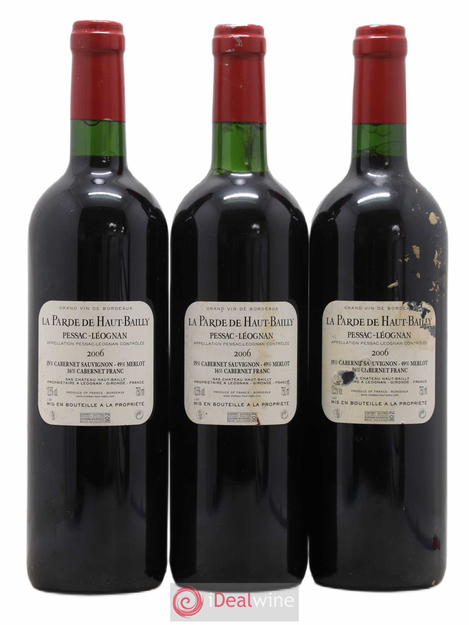 Haut Bailly II (Anciennement La Parde de Haut-Bailly) Second Vin (sans prix de réserve) 2006 - Lot de 3 bouteilles - 1