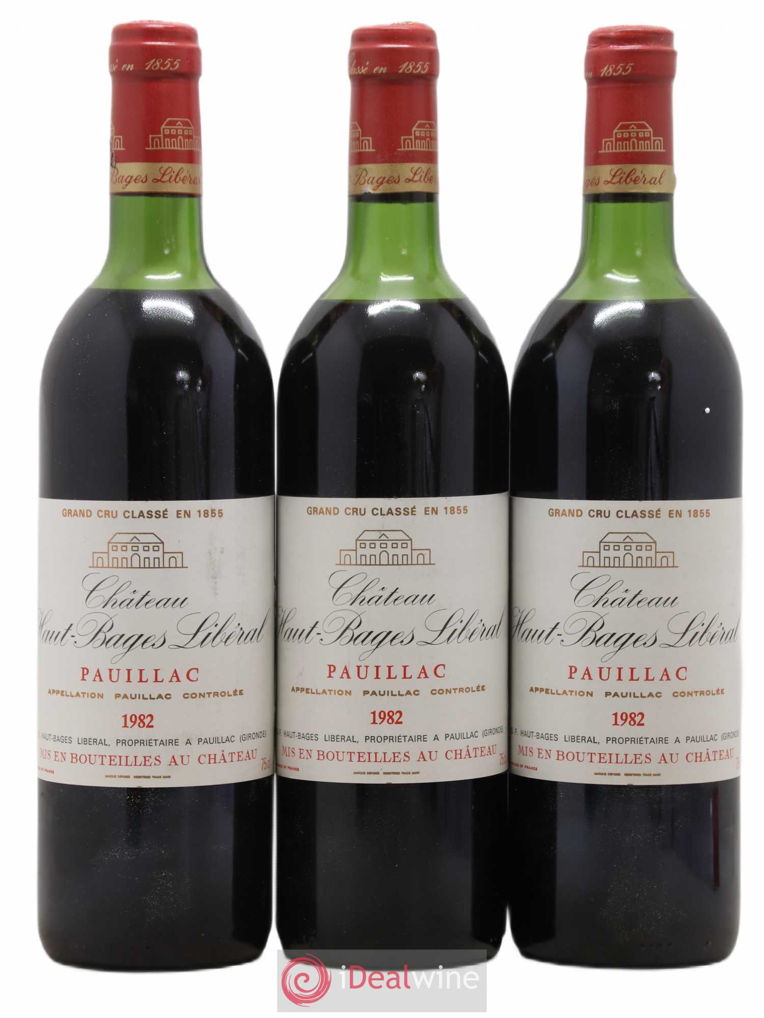 Château Haut Bages Libéral 5ème Grand Cru Classé 1982 - Lot de 3 bouteilles - 0