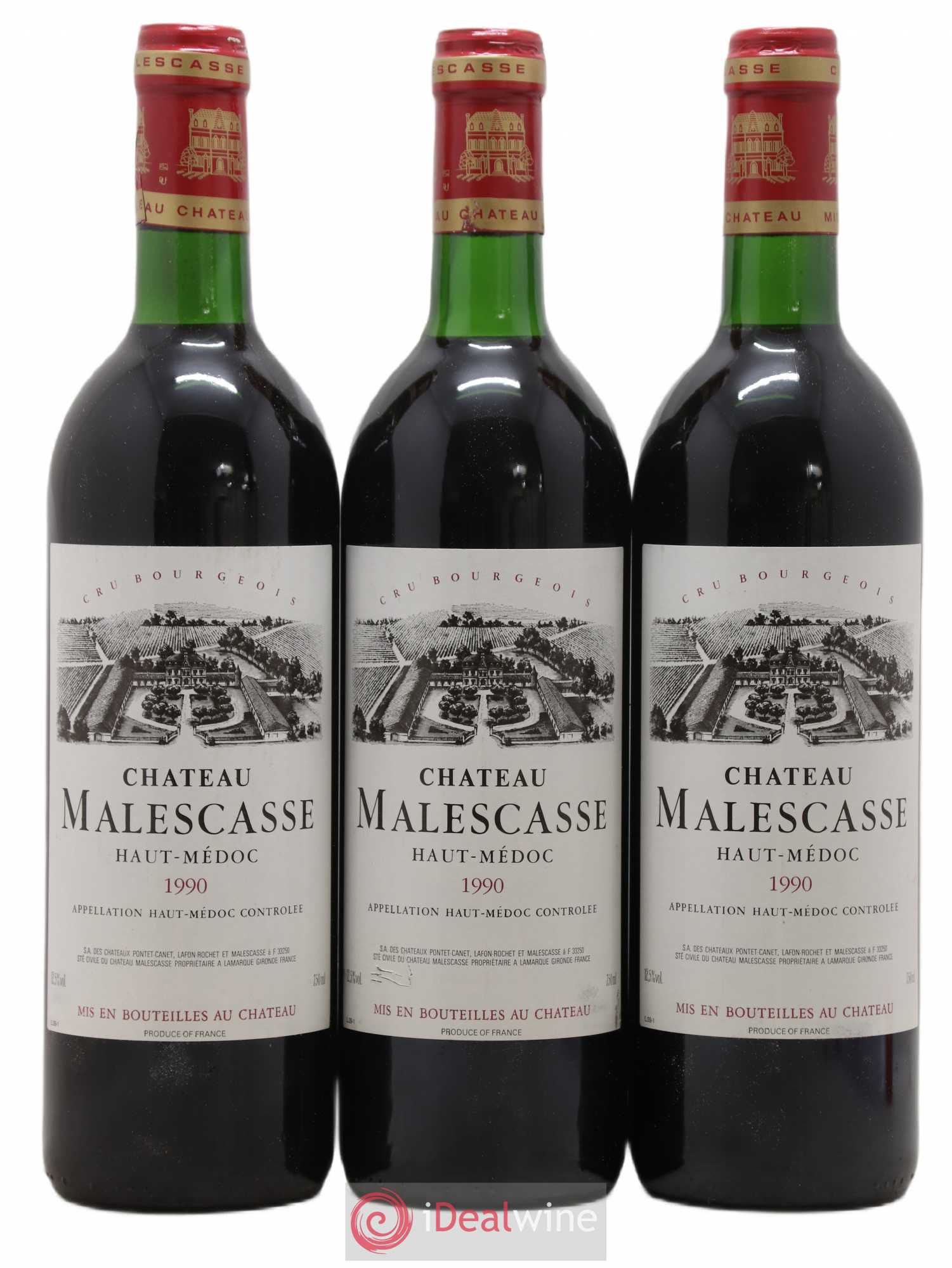 Château Malescasse Cru Bourgeois Exceptionnel 1990 - Lot de 3 bouteilles - 0