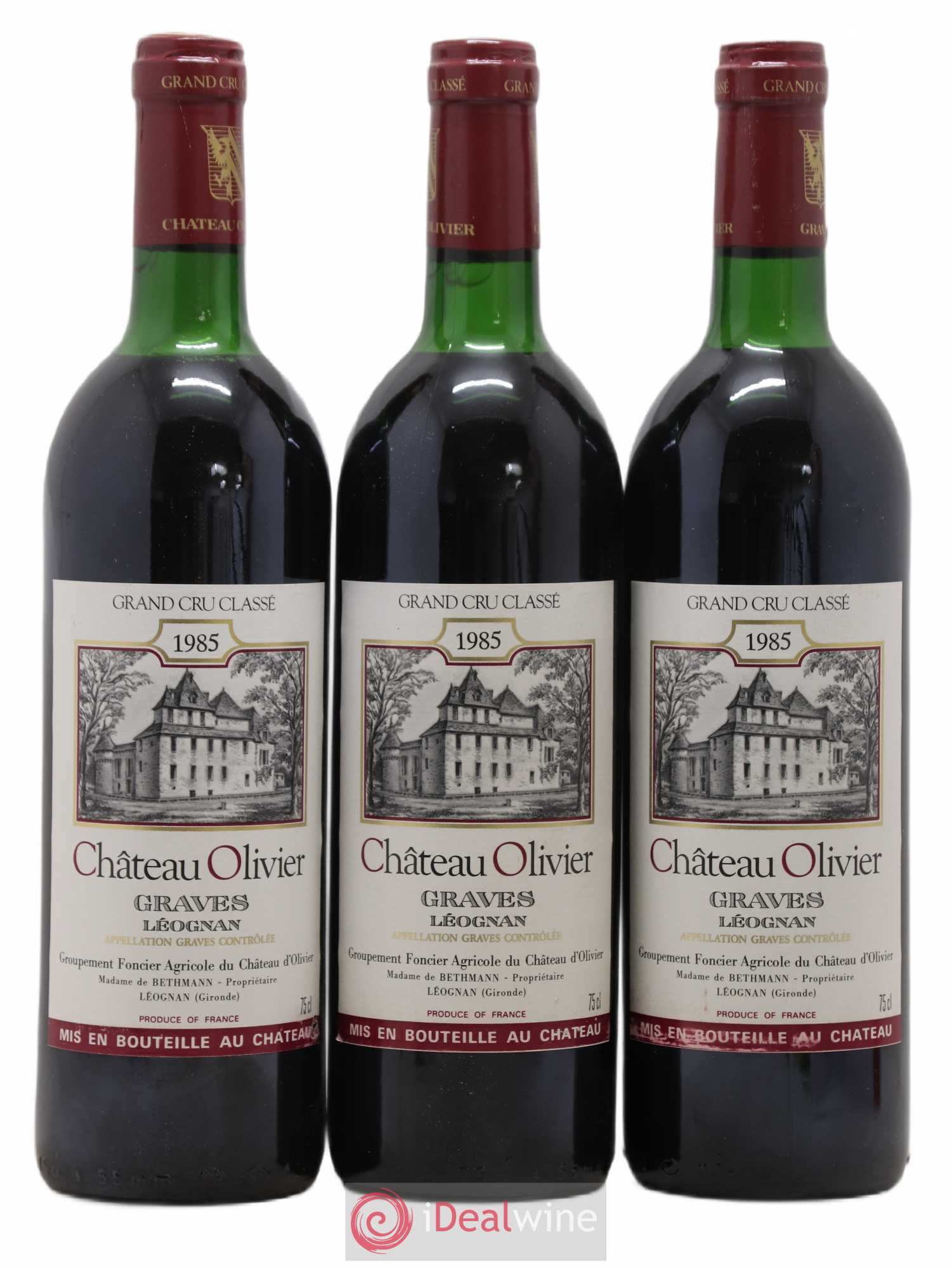Château Olivier Cru Classé de Graves 1985 - Lot de 3 bouteilles - 0
