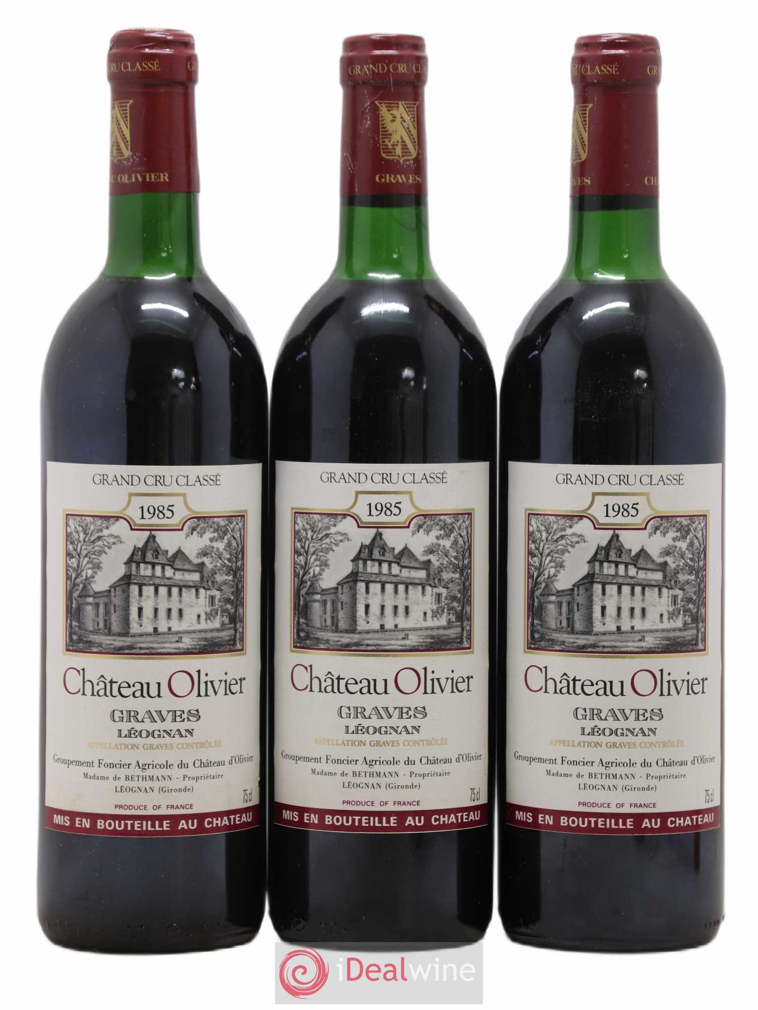Château Olivier Cru Classé de Graves 1985 - Lot de 3 bouteilles - 0