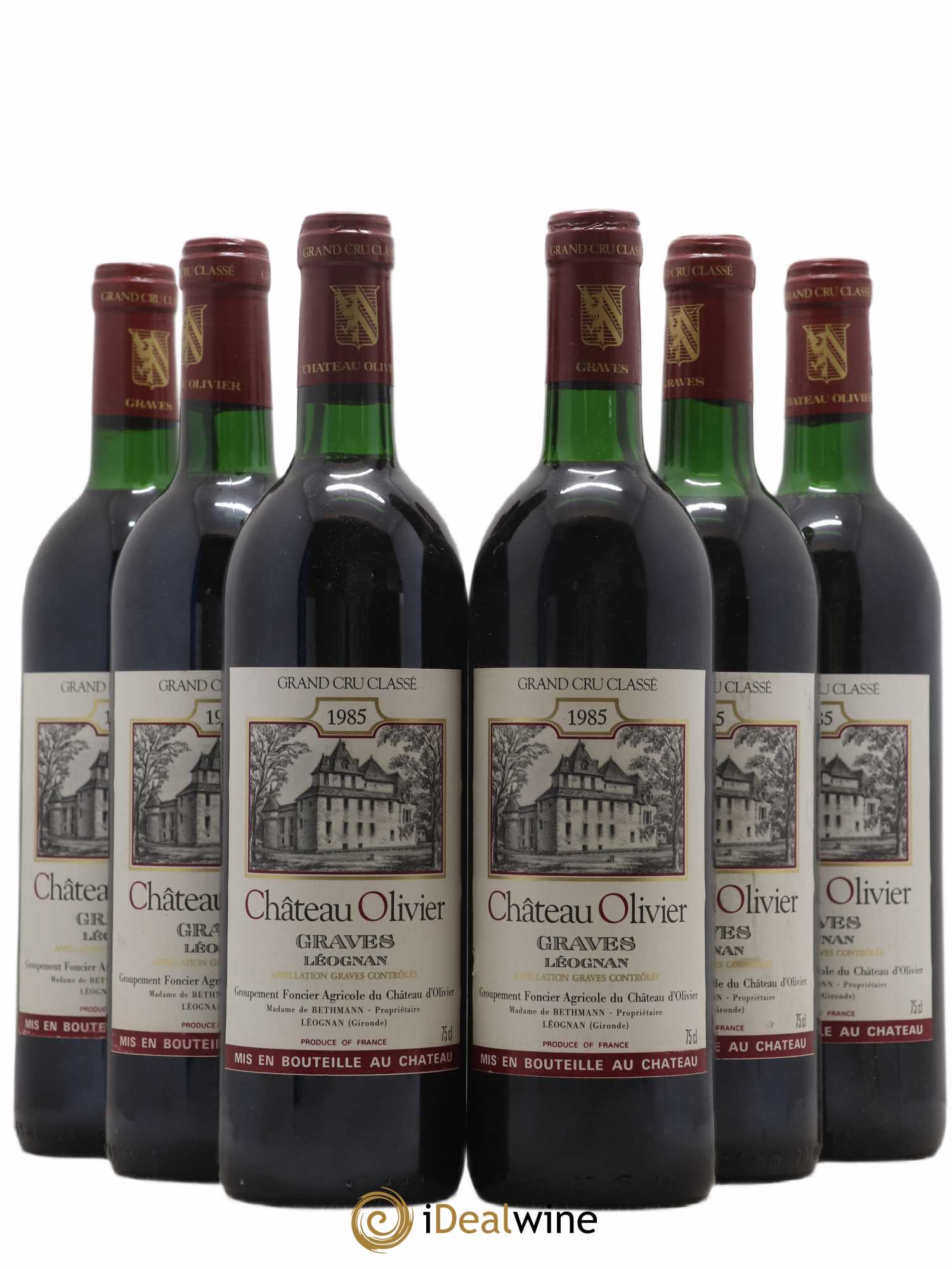 Château Olivier Cru Classé de Graves 1985 - Lot de 6 bouteilles - 0