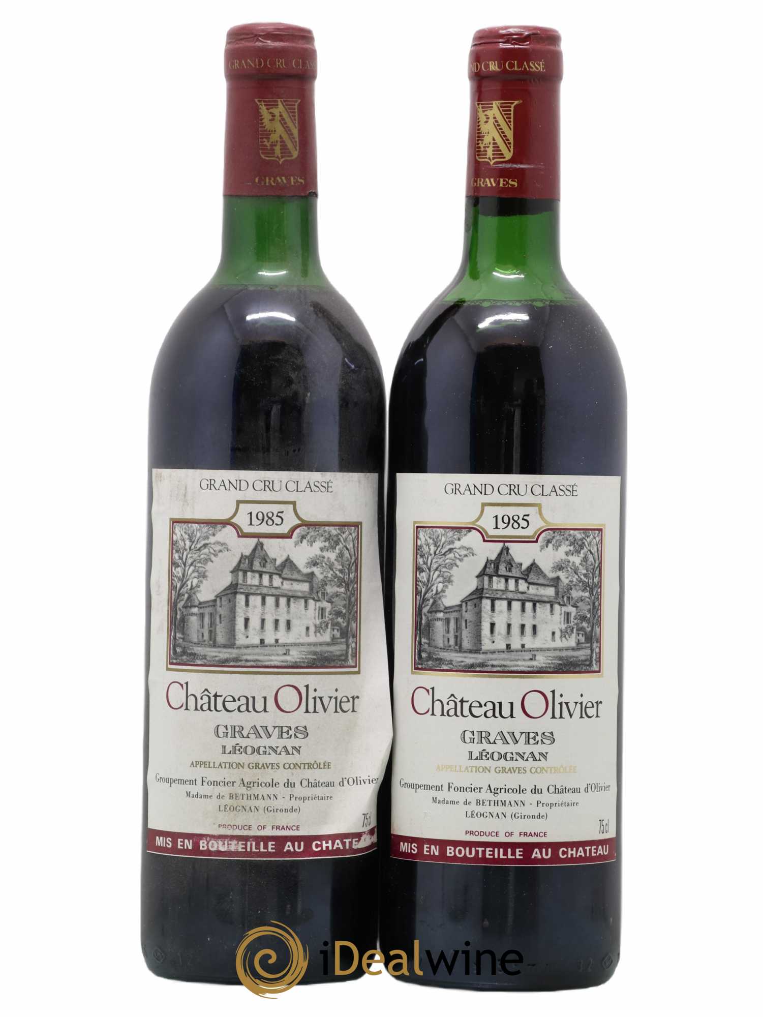 Château Olivier Cru Classé de Graves 1985 - Lot de 2 bouteilles - 0