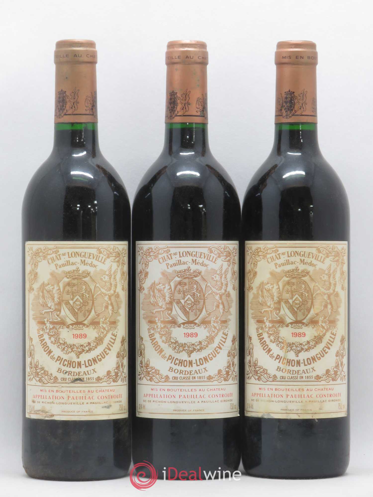 Pichon Longueville Baron 2ème Grand Cru Classé 1989 - Lot de 3 bouteilles - 0