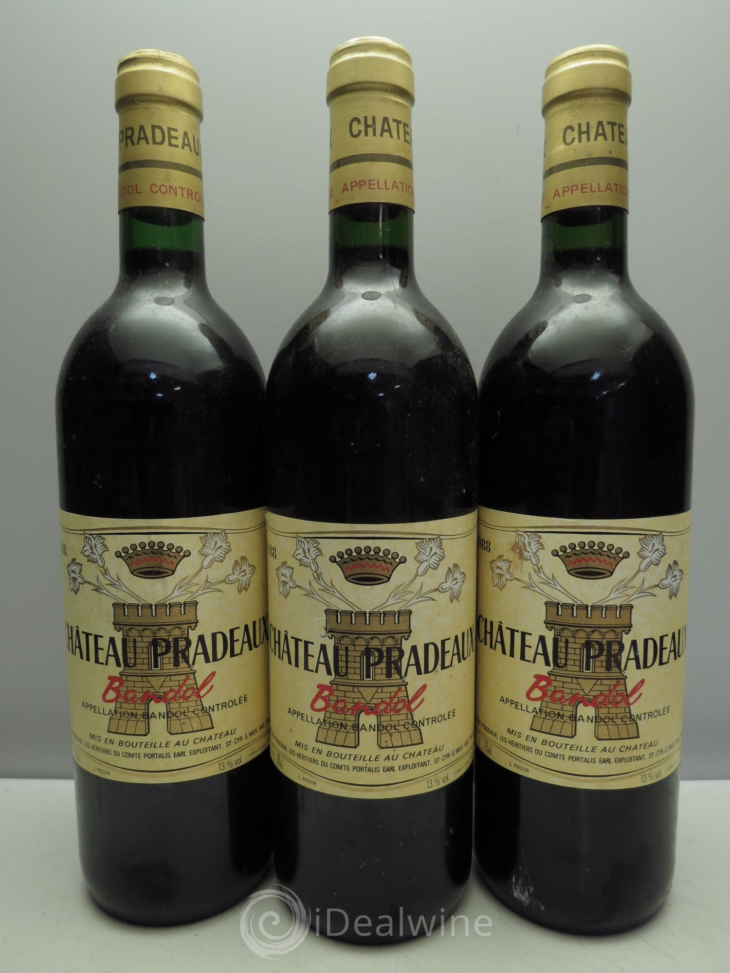 Bandol Château Pradeaux Famille Portalis 1988 - Lot de 3 bouteilles - 0