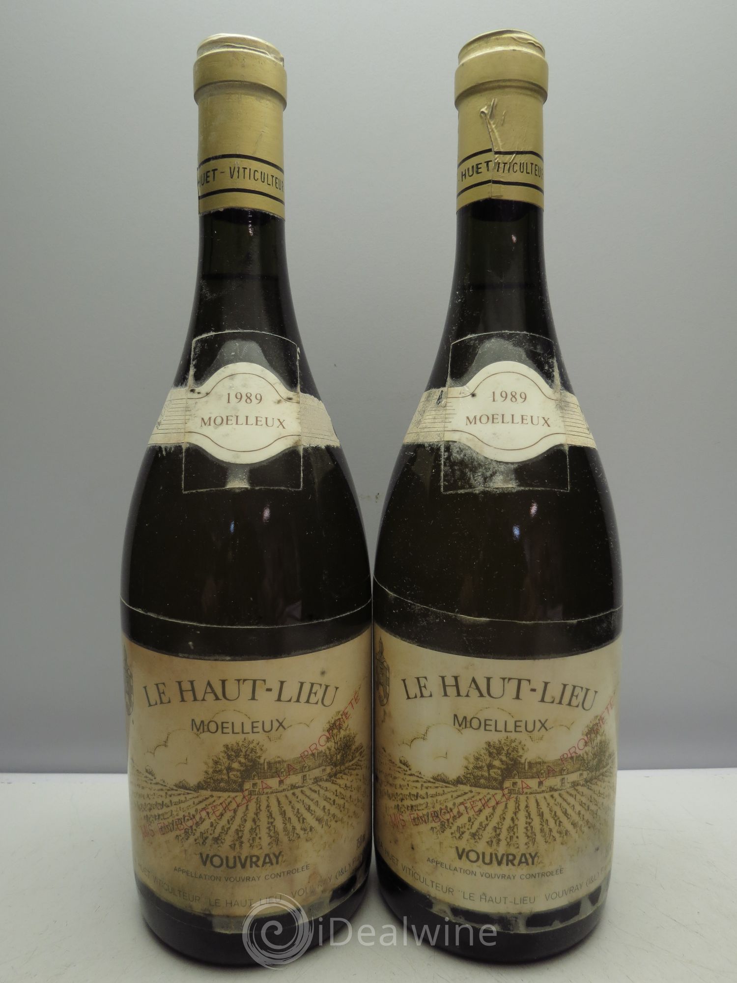 Vouvray Le Haut-Lieu Moelleux Domaine Huet (étiquettes scotchées) 1989 - Lotto di 2 bottiglie - 0