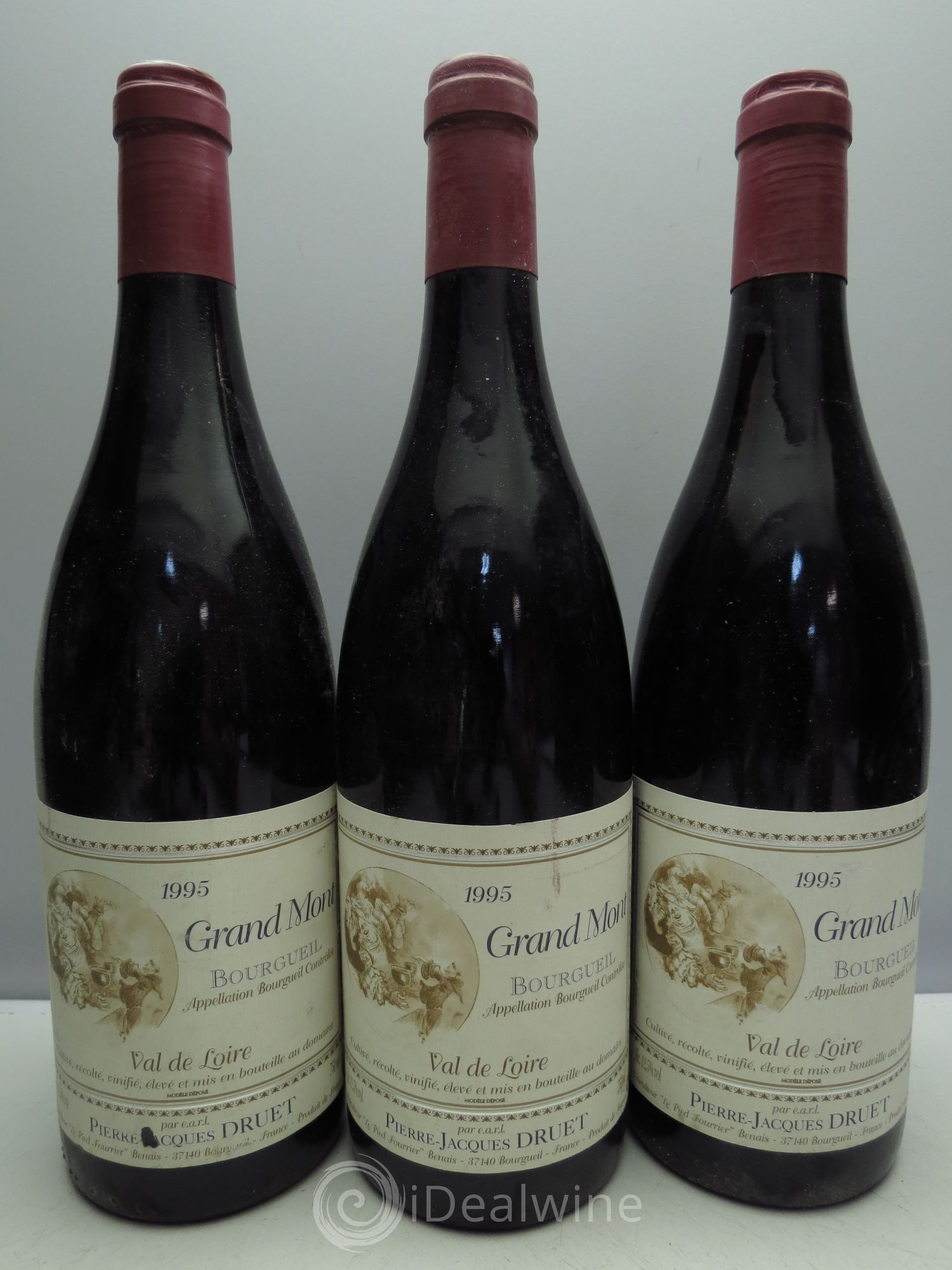 Bourgueil Grand Mont Pierre Jacques Druet 1995 - Lot de 3 bouteilles - 0