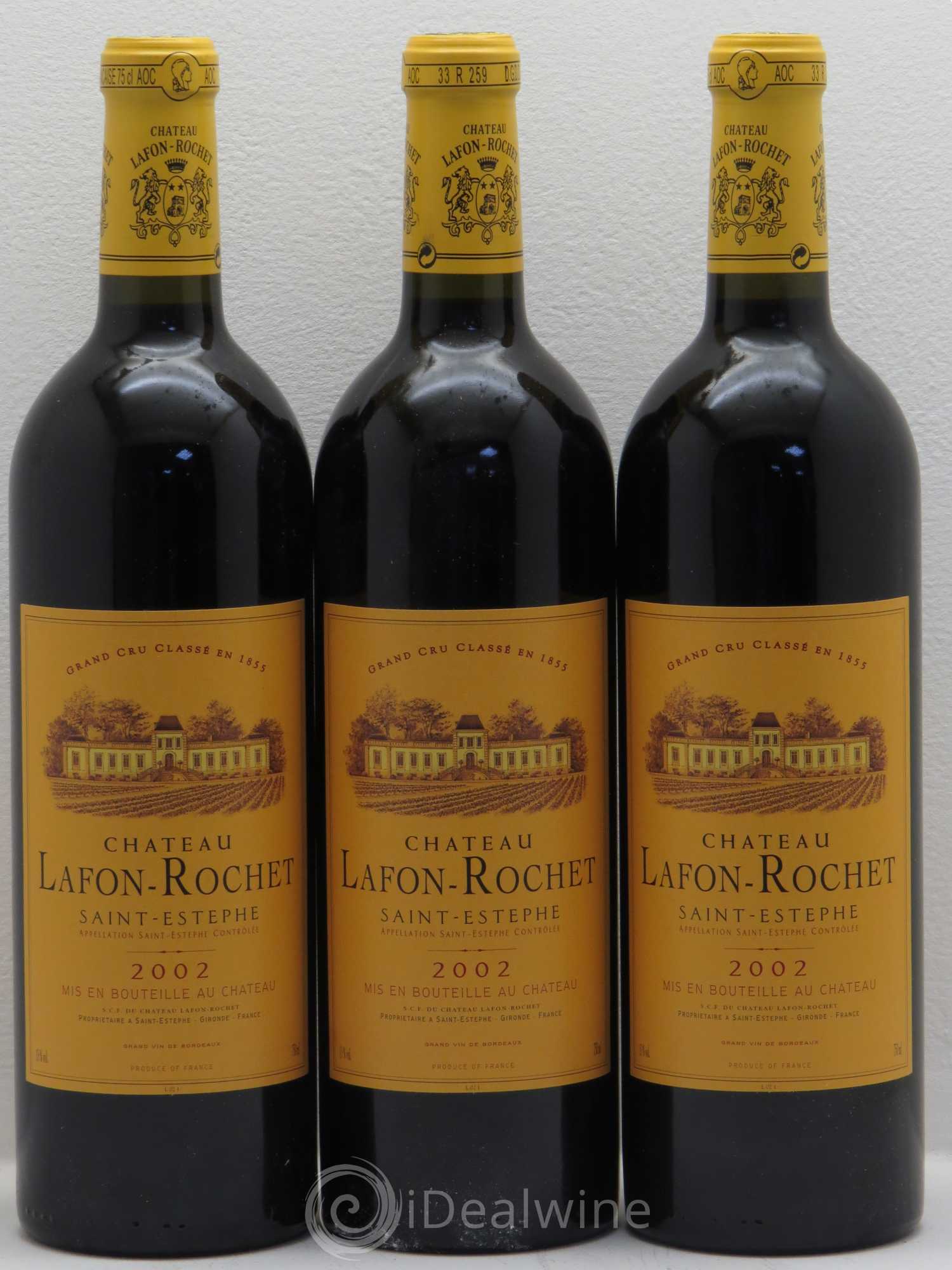 Château Lafon Rochet 4ème Grand Cru Classé 2002 - Lot de 3 bouteilles - 0