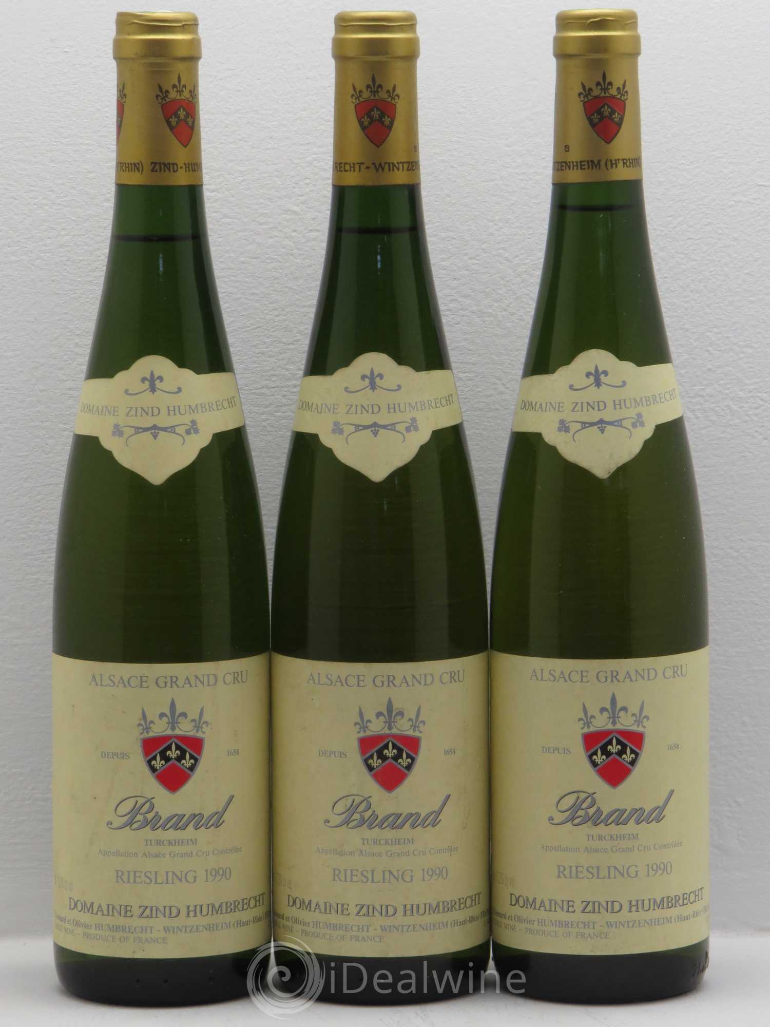 Alsace Riesling Grand Cru Brand Zind-Humbrecht (Domaine) GC 1990 - Lot de 3 bouteilles - 0