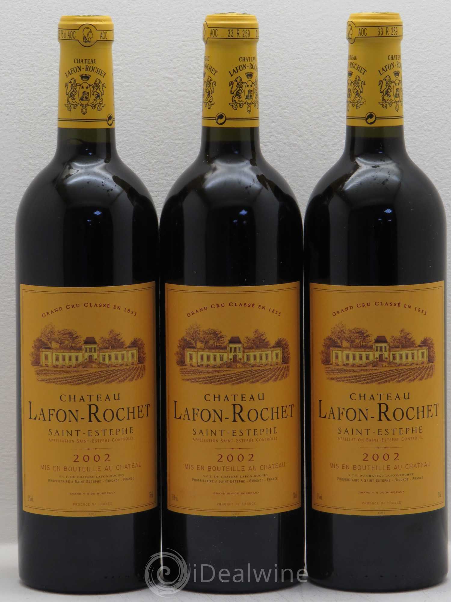 Château Lafon Rochet 4ème Grand Cru Classé 2002 - Lot de 3 bouteilles - 0