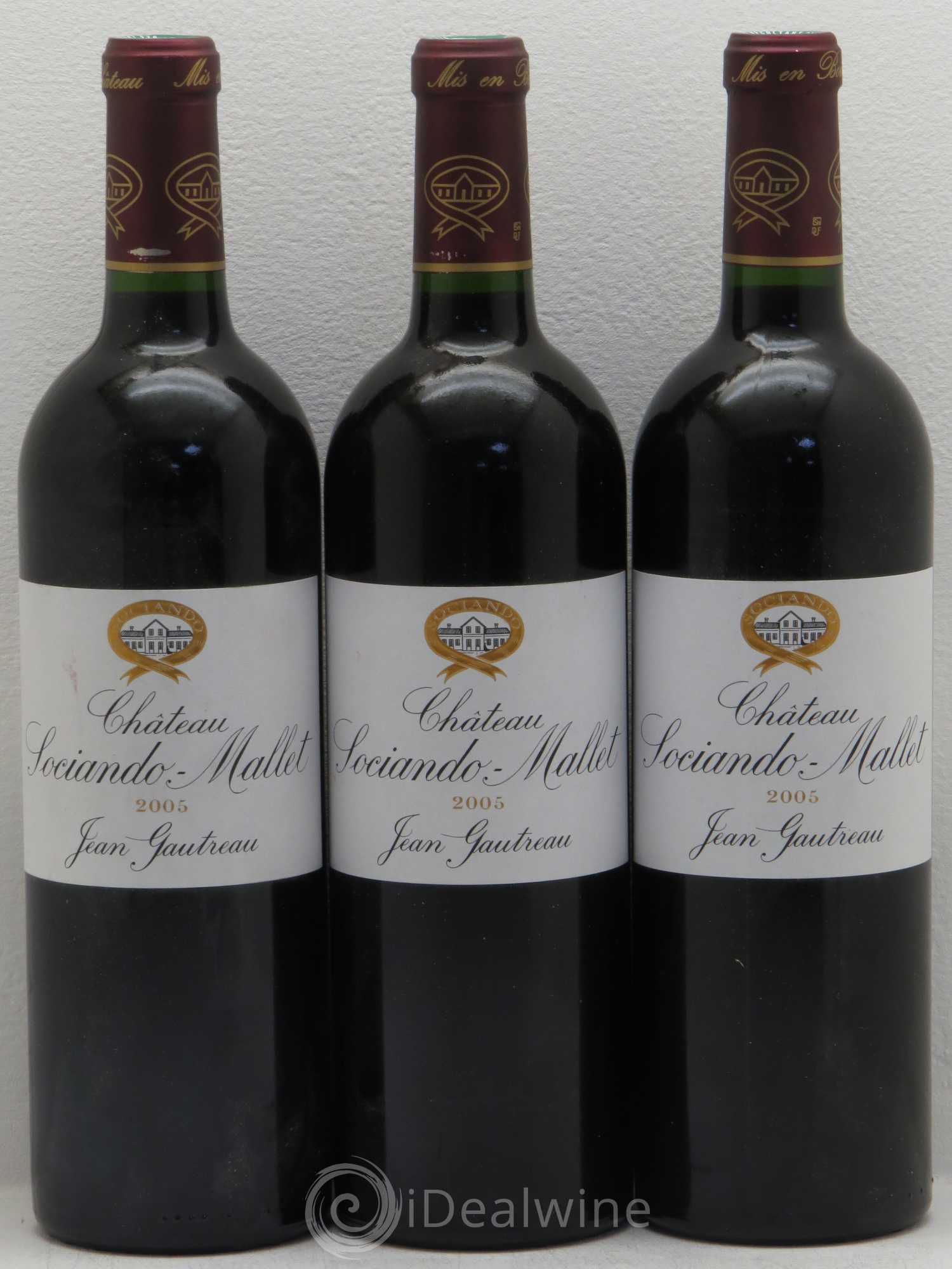 Château Sociando Mallet 2005 - Lot de 3 bouteilles - 0