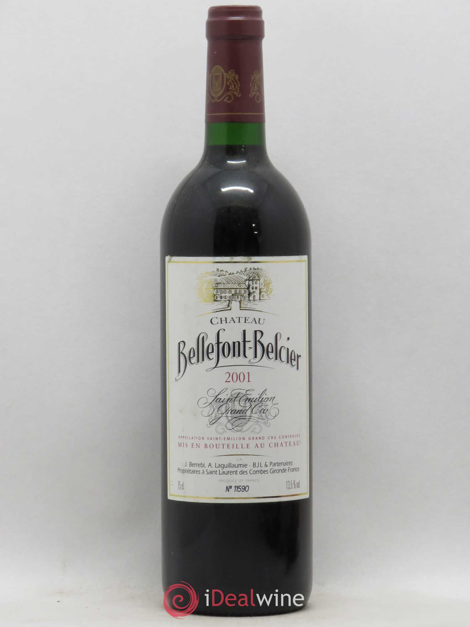 Château Bellefont-Belcier Grand Cru Classé 2001 - Lot de 1 bouteille - 0