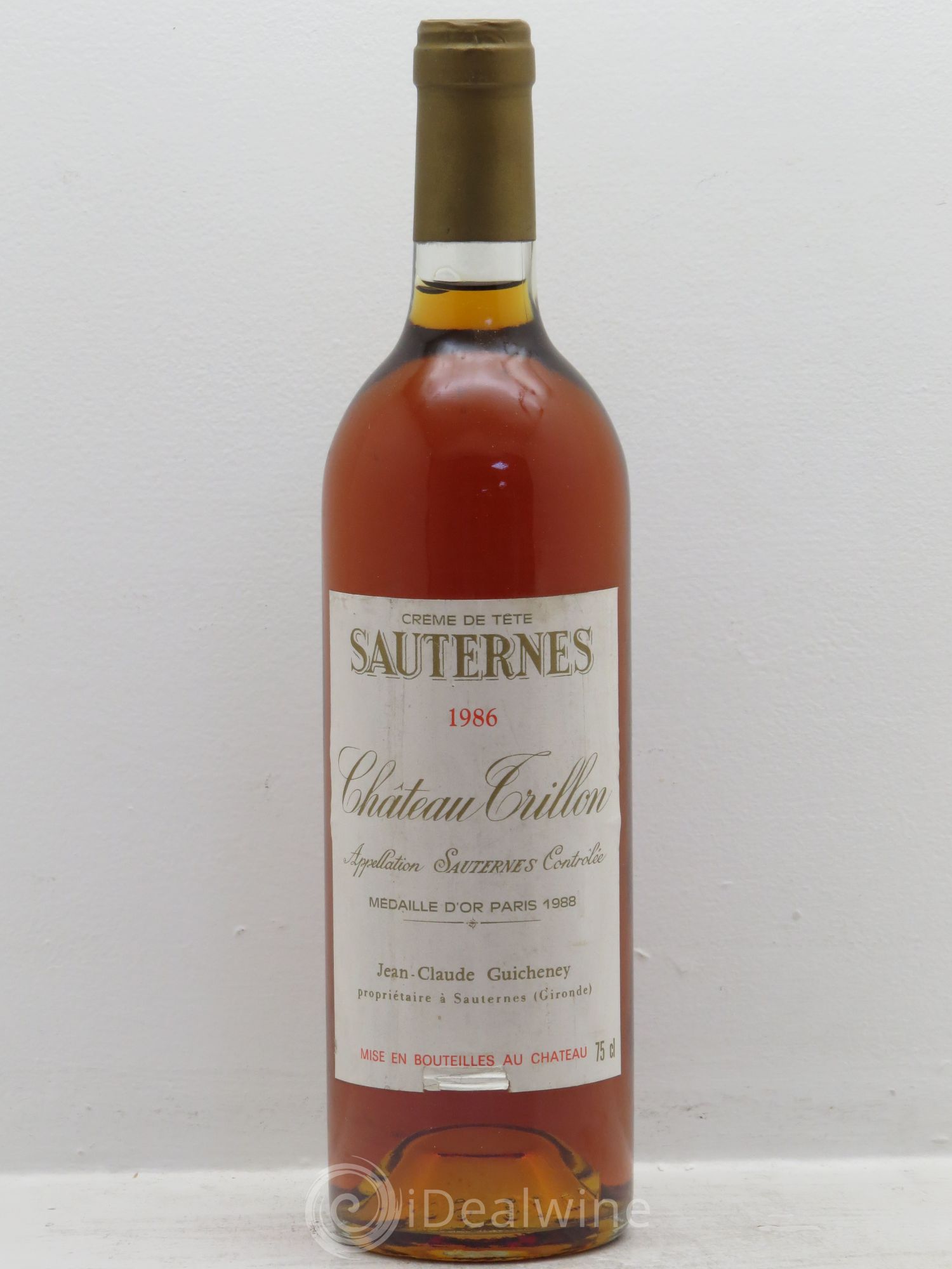 Sauternes Crillon - Crème de Tête 1986 - Posten von 1 Flasche - 0