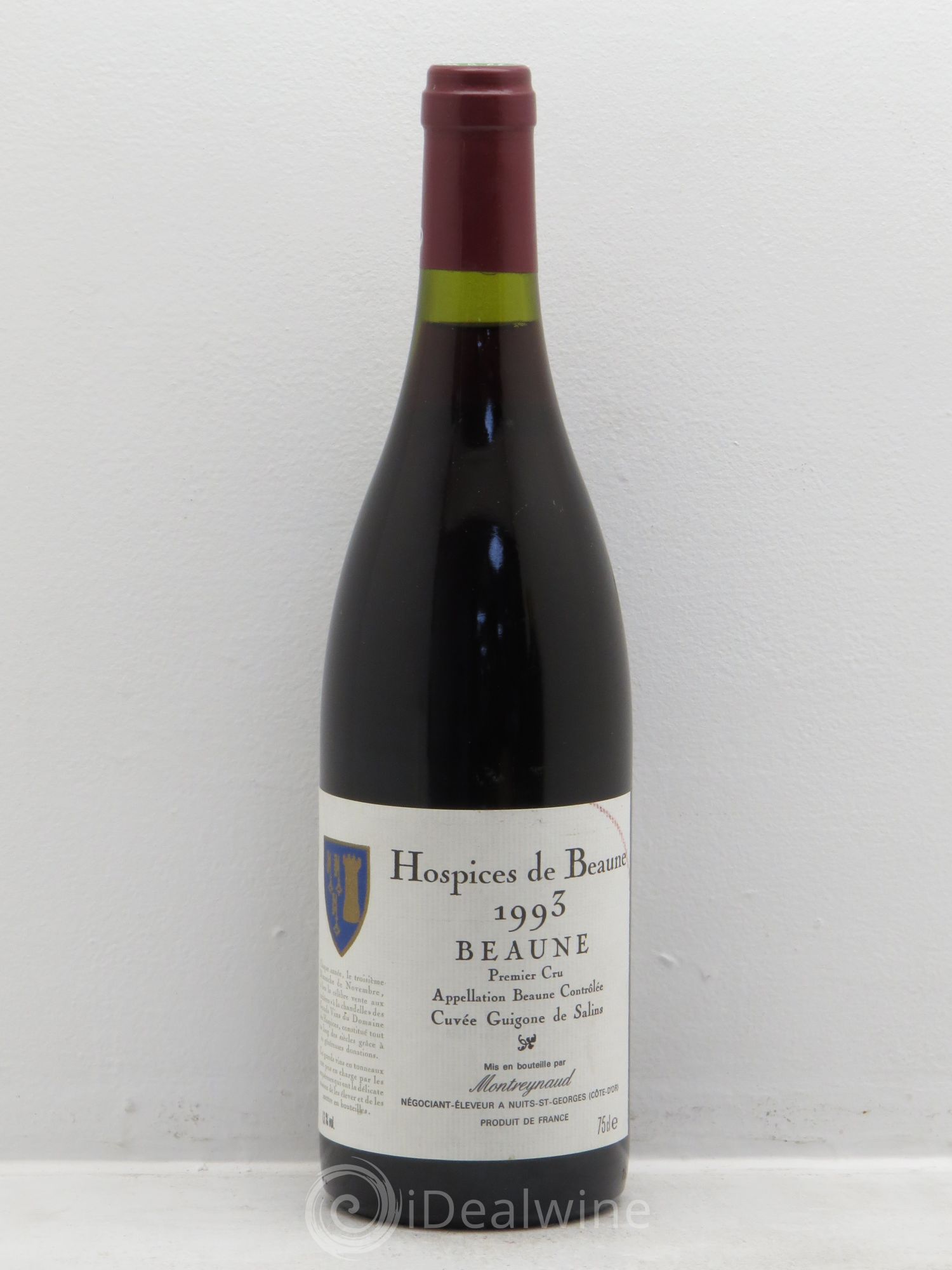Beaune 1er Cru Guigone de Salins .Hospices de Beaune .mis en bouteille par Montreynaud (sans prix de réserve) 1993 - Posten von 1 Flasche - 0