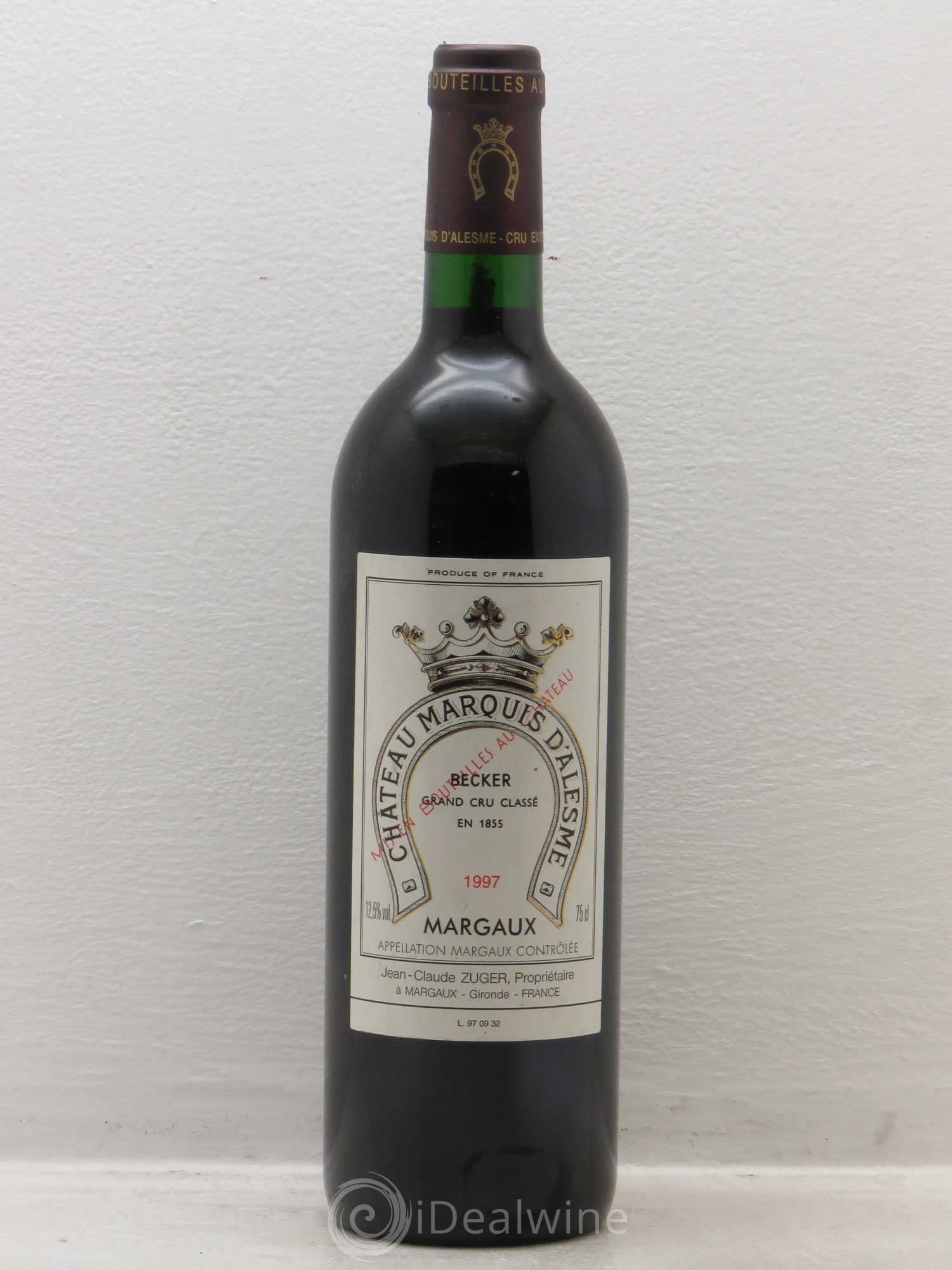 Château Marquis d'Alesme 1997 - Lot de 1 bouteille - 0