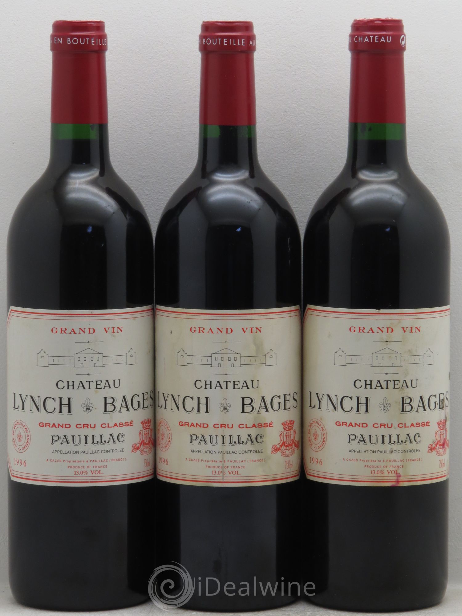 Château Lynch Bages 5ème Grand Cru Classé 1996 - Lot de 3 bouteilles - 0