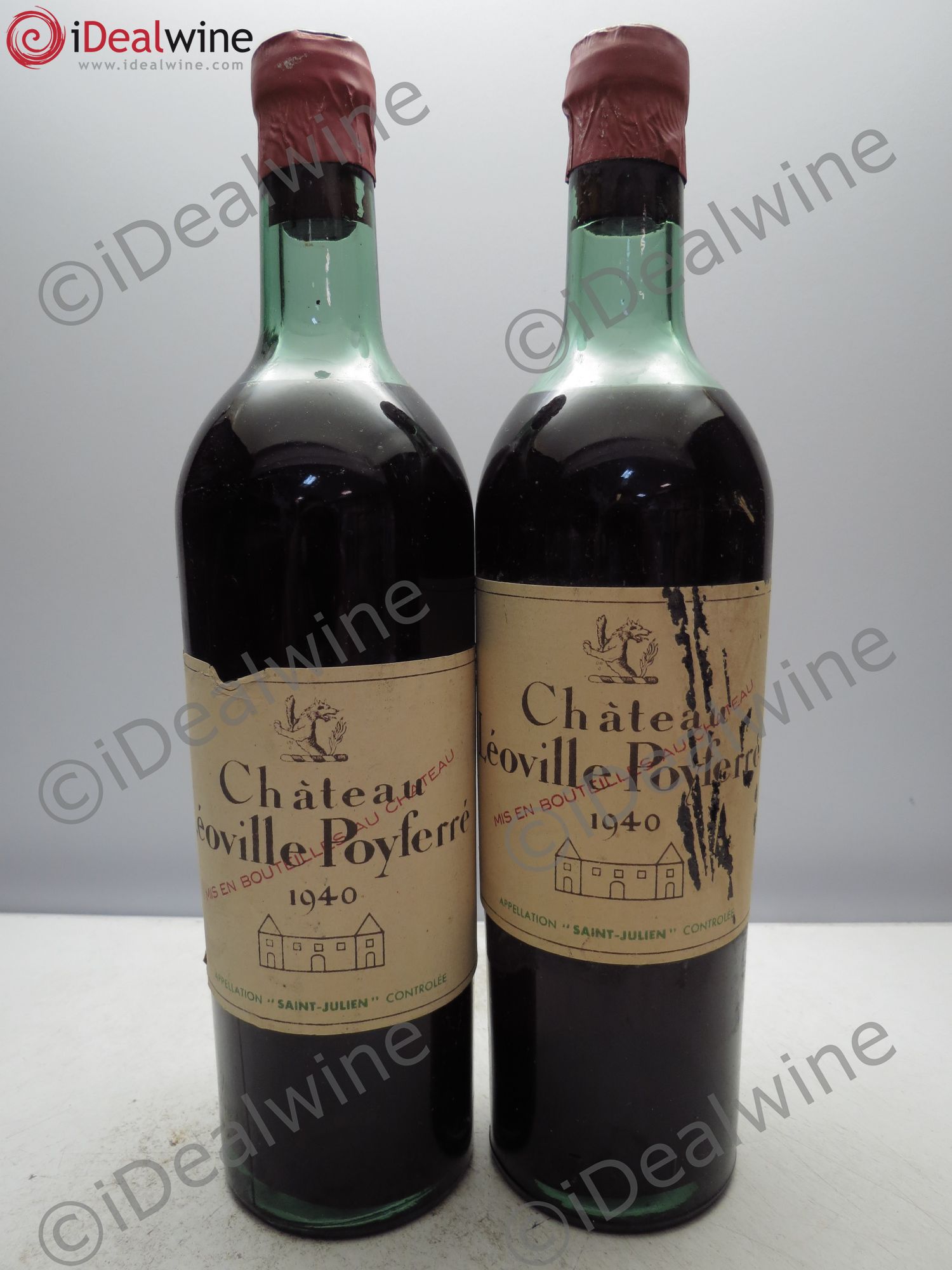 Château Léoville Poyferré 2ème Grand Cru Classé 1940 - Lot de 2 bouteilles - 0