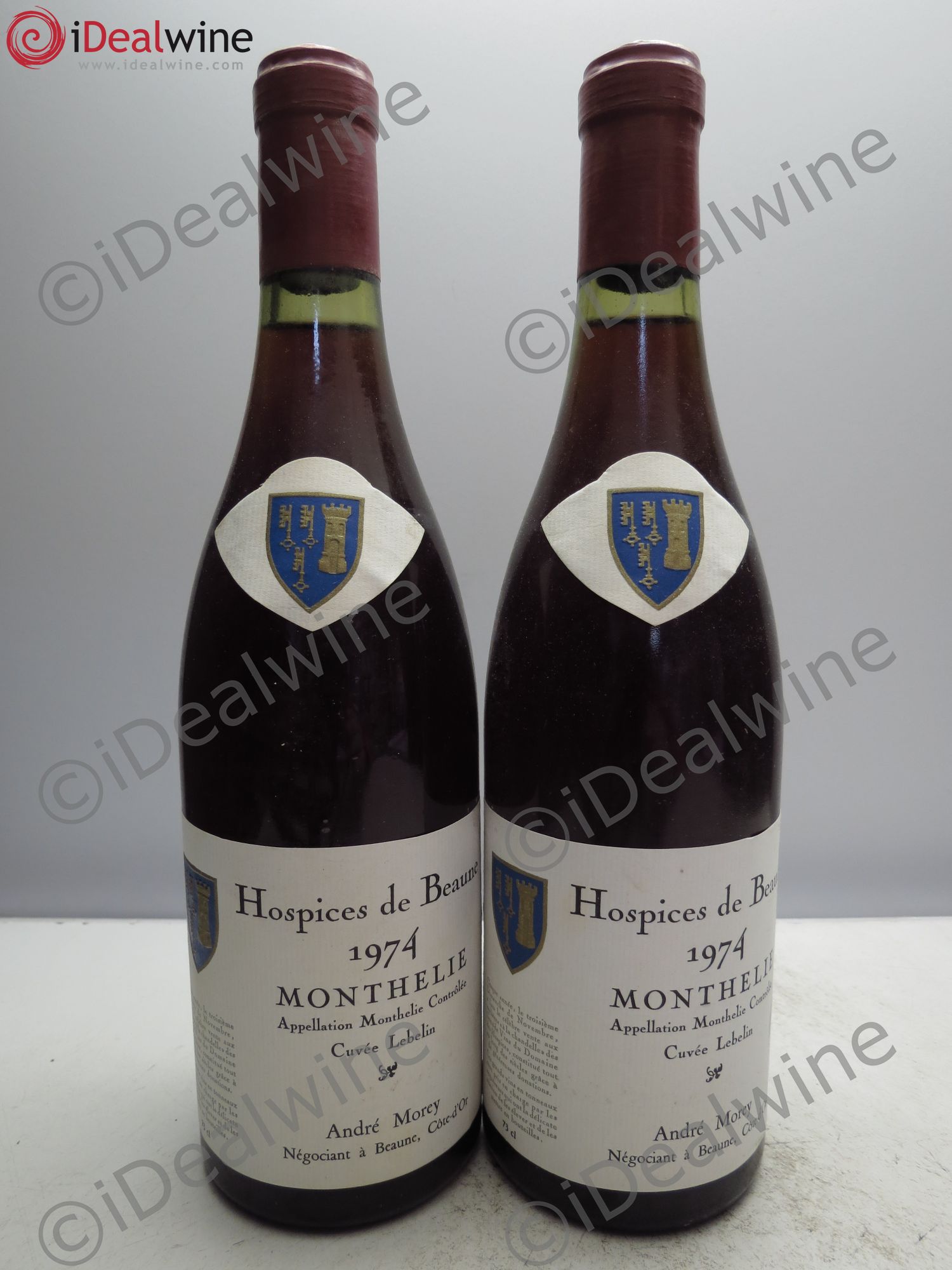 Monthélie Hospices de Beaune, Cuvée Lebelin. André Morey 1974 - Posten von 2 Flaschen - 0