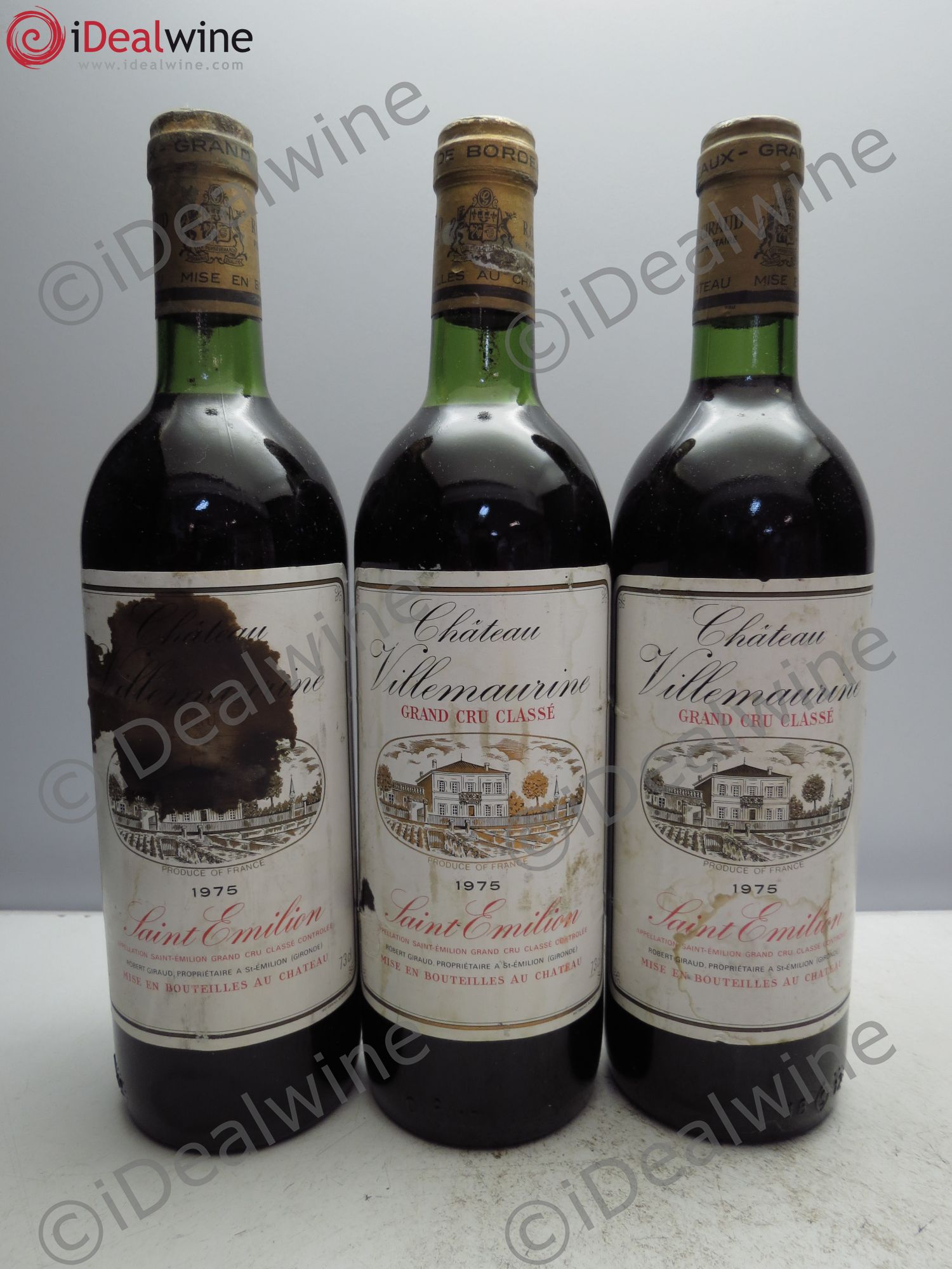Château Villemaurine Grand Cru Classé (Trace de stylo) 1975 - Lot de 3 bouteilles - 0