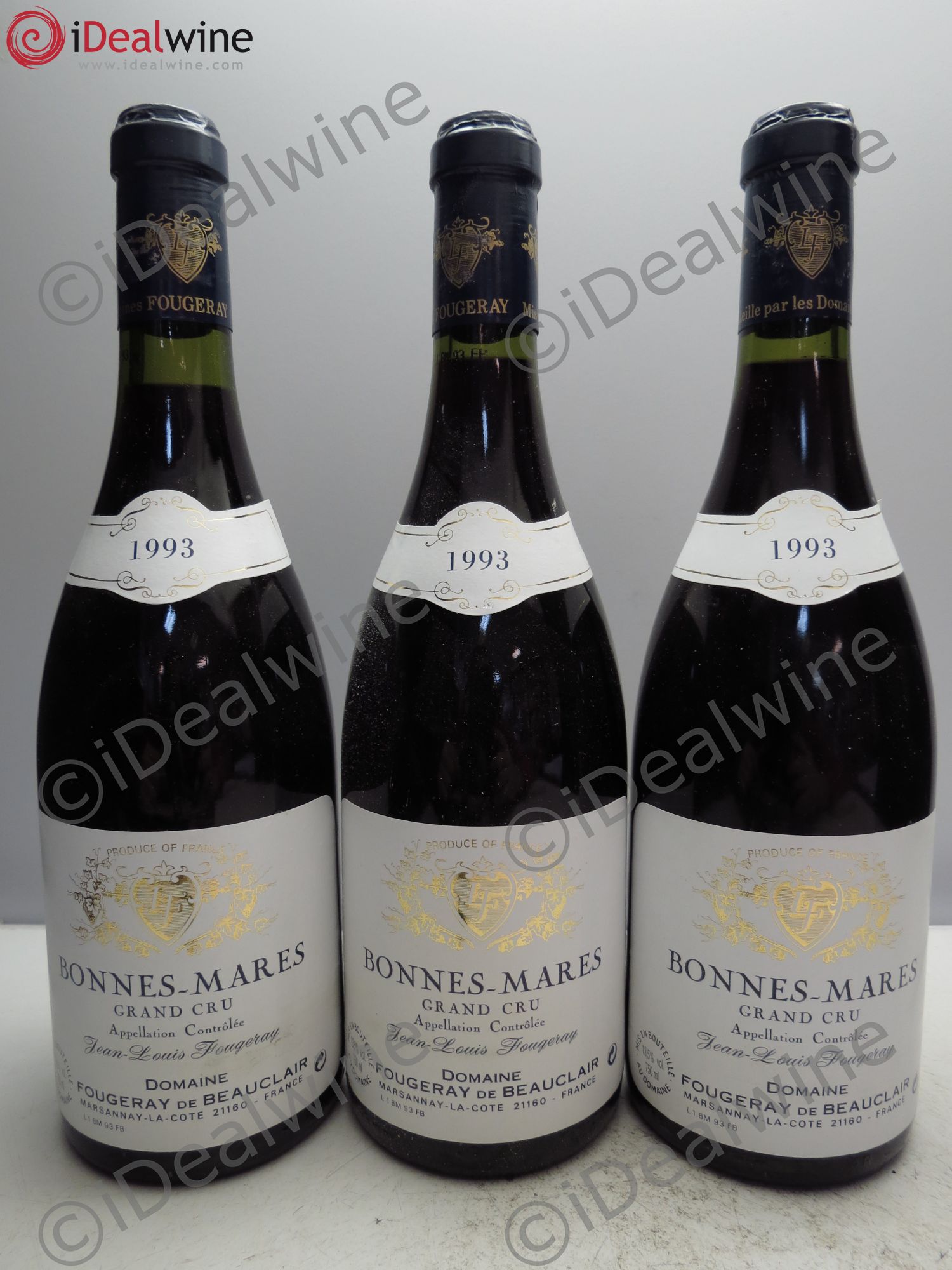 Bonnes-Mares Grand Cru Jean Louis Fougeray. Domaine Fougeray de Beauclair 1993 - Posten von 3 Flaschen - 0