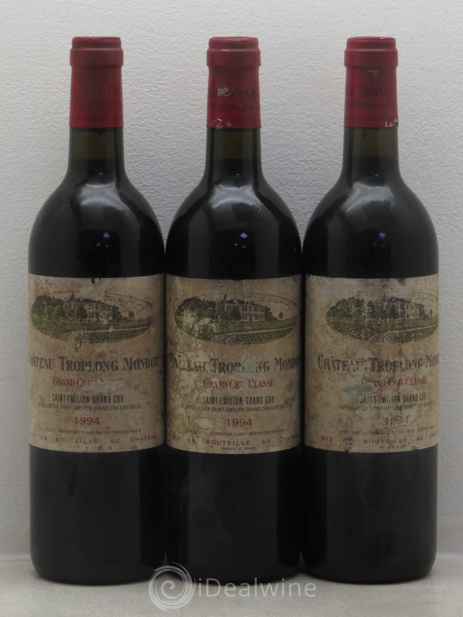 Château Troplong Mondot 1er Grand Cru Classé B 1994 - Lot de 3 bouteilles - 0