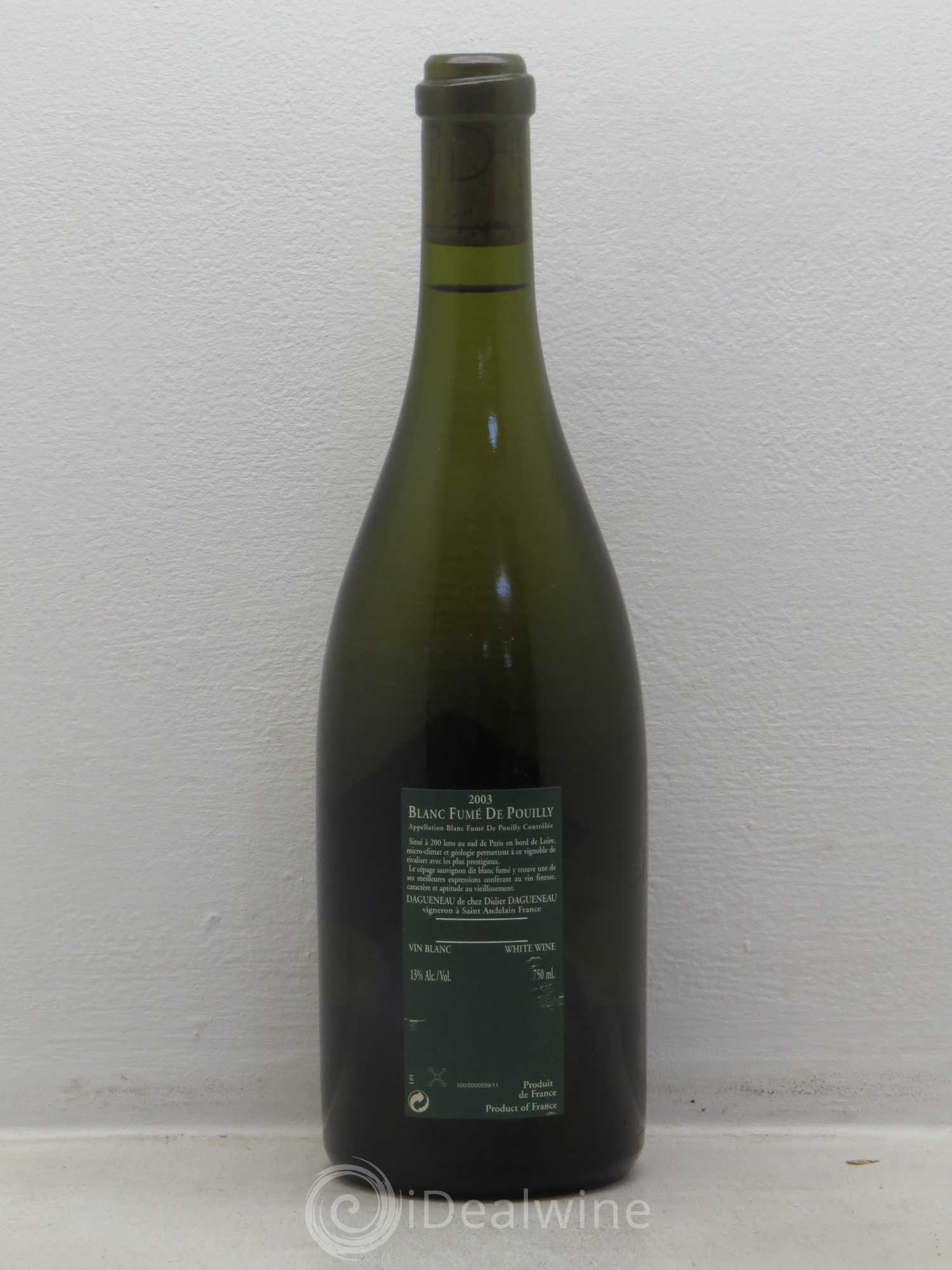 Vin de France (anciennement Pouilly-Fumé) Silex Dagueneau (Domaine Didier - Louis-Benjamin) 2003 - Lot de 1 bouteille - 1