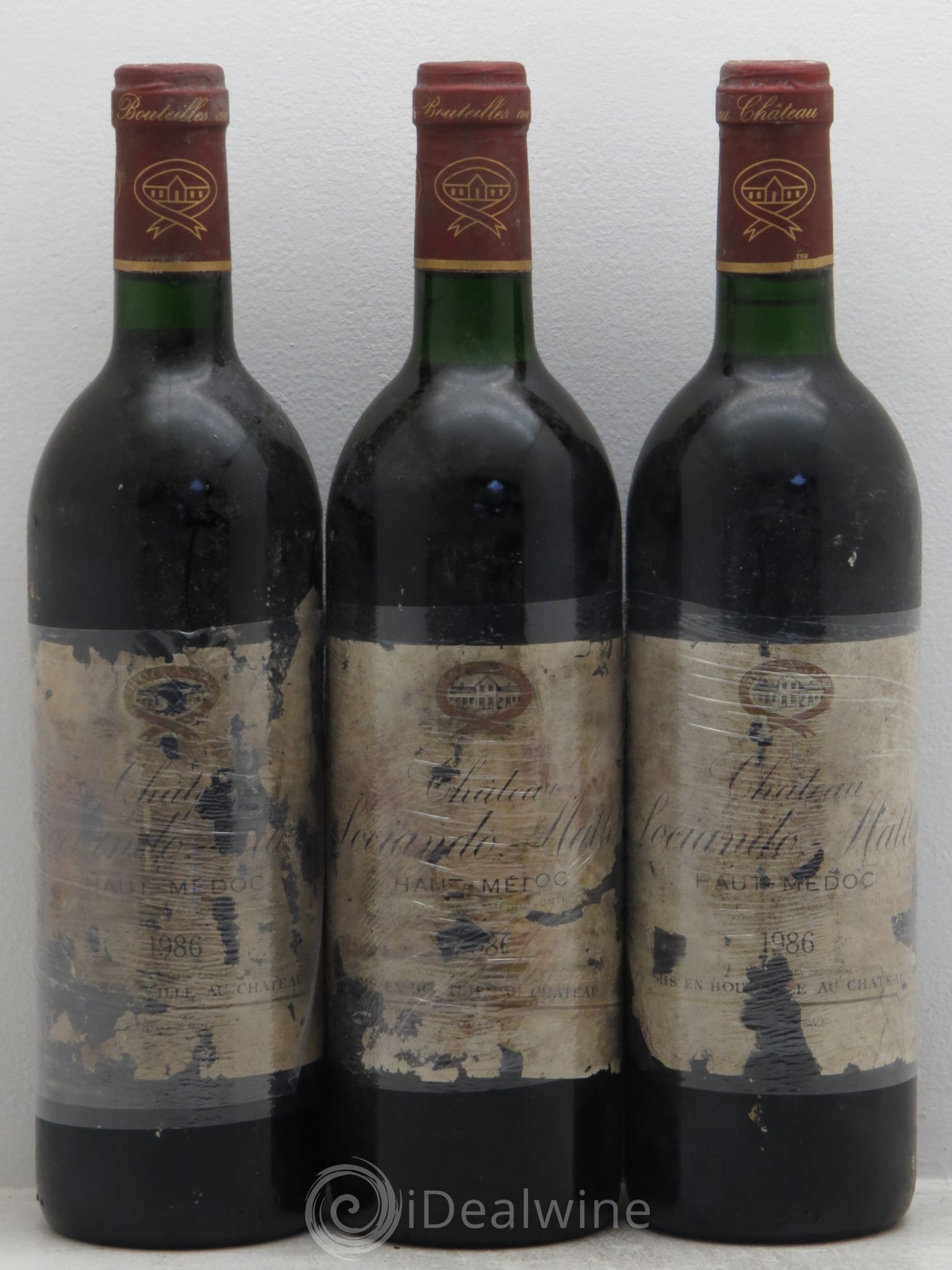 Château Sociando Mallet 1986 - Lot de 3 bouteilles - 0