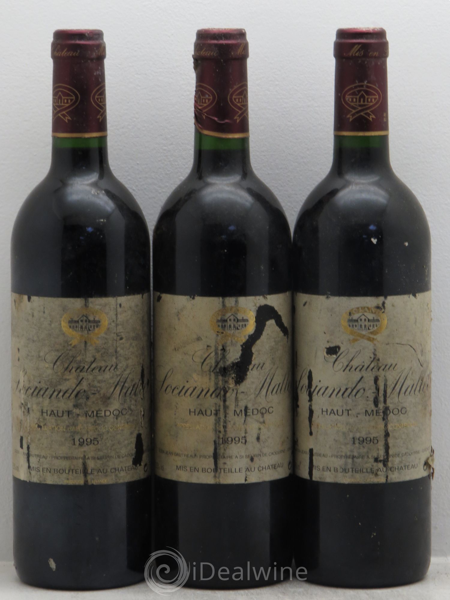 Château Sociando Mallet 1995 - Lot de 3 bouteilles - 0