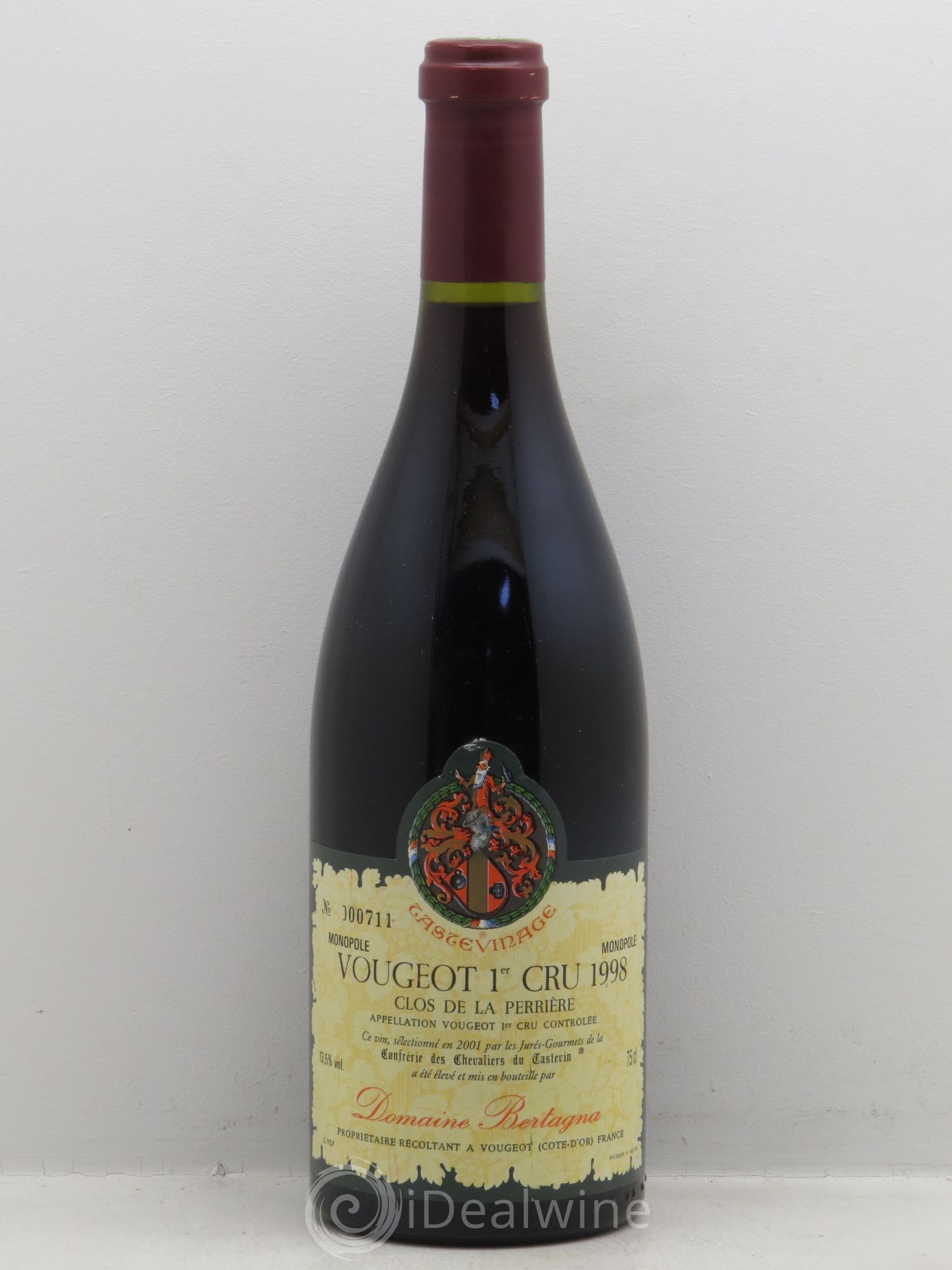 Vougeot 1er Cru "Clos de la Perrière" Domaine Bertagna Tastevinage 1998 - Posten von 1 Flasche - 0