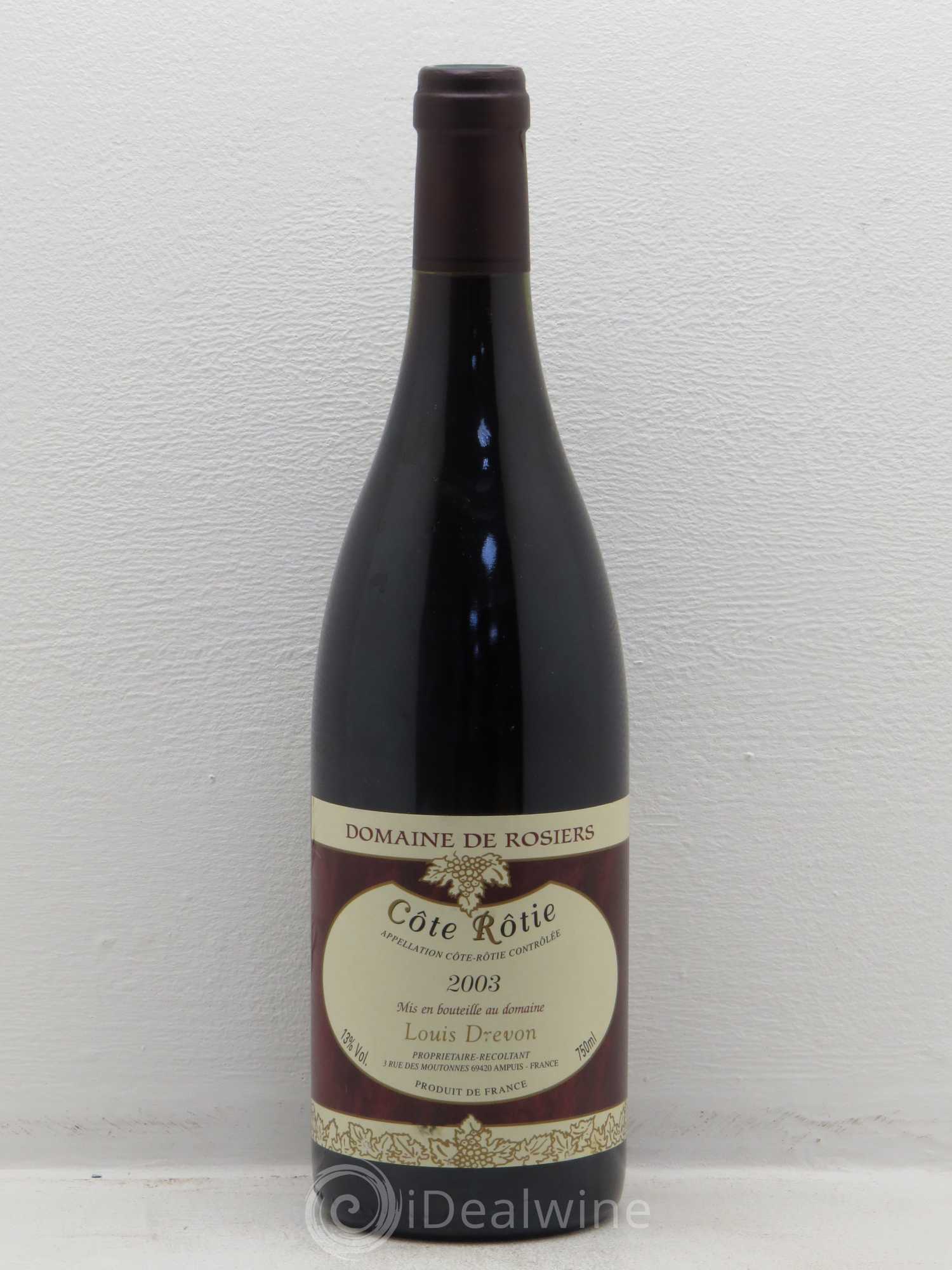 Côte-Rôtie Domaine de Rosiers Louis Drevon 2003 - Posten von 1 Flasche - 0