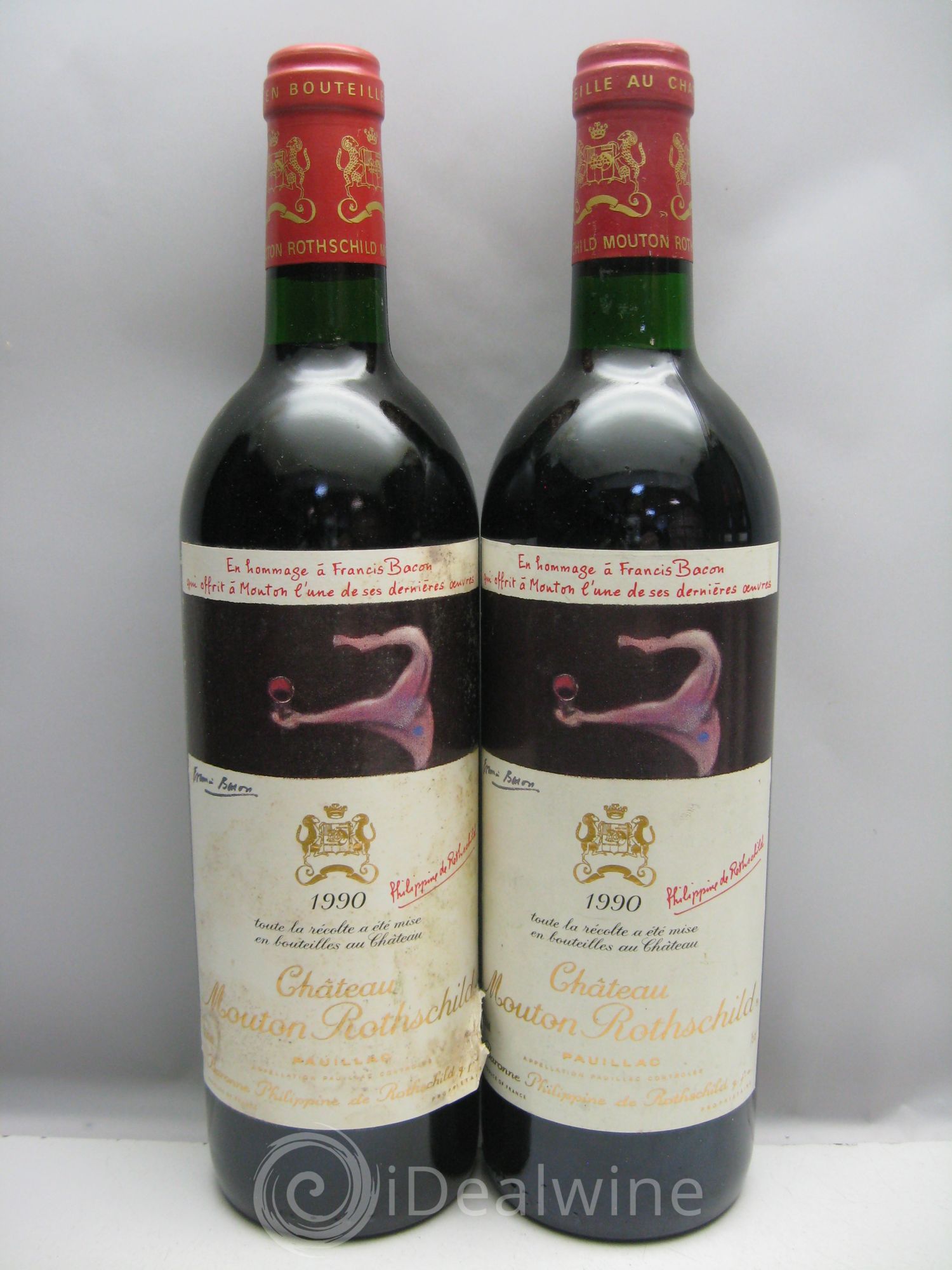Château Mouton Rothschild 1er Grand Cru Classé (3 caps.congés) 1990 - Lot de 6 bouteilles - 1