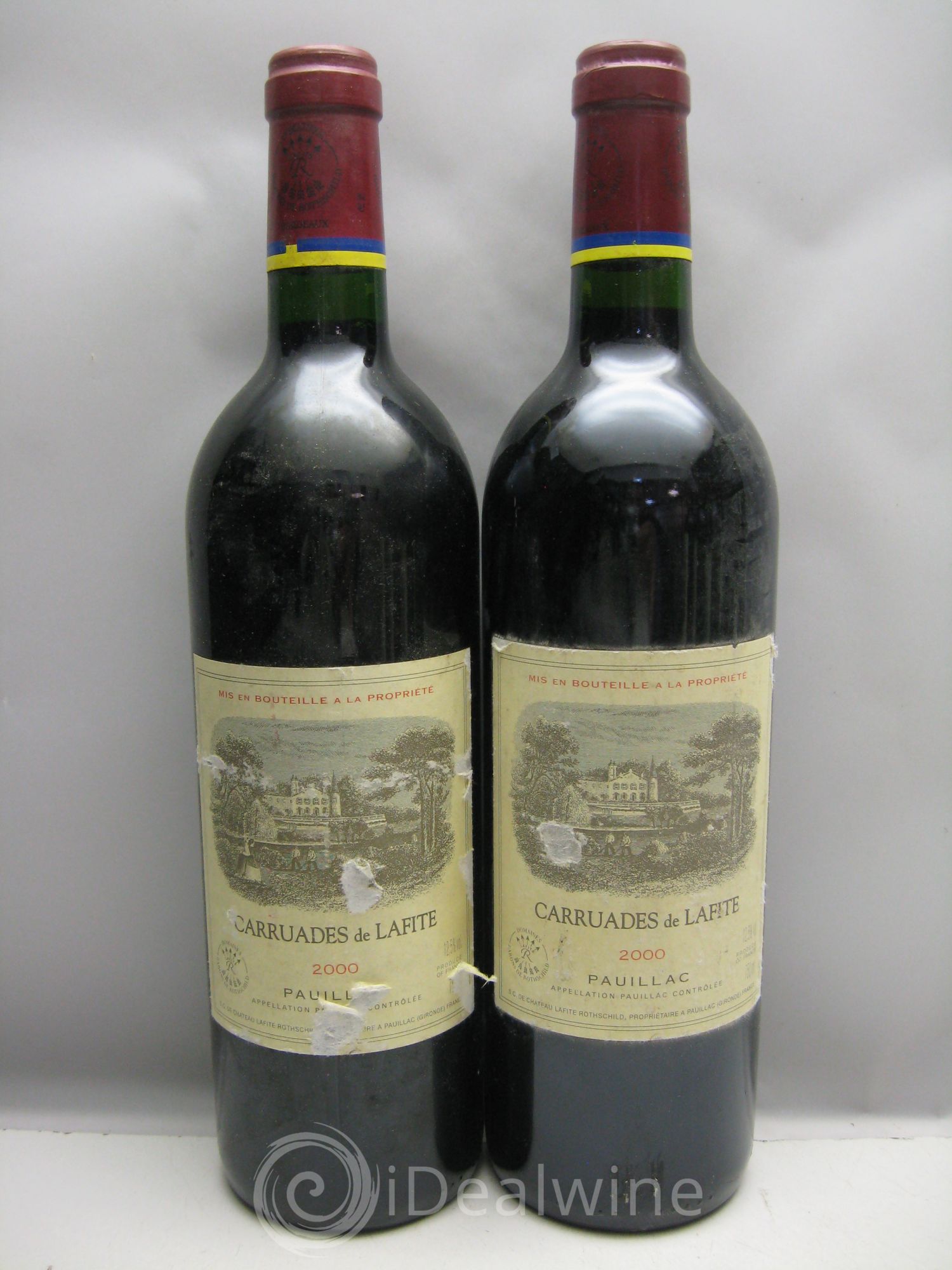 Carruades de Lafite Rothschild Second Vin (2étiq.lég.griffées, 1mill.illisible, 1mill.quasi.illisible) 2000 - Posten von 12 Flaschen - 2