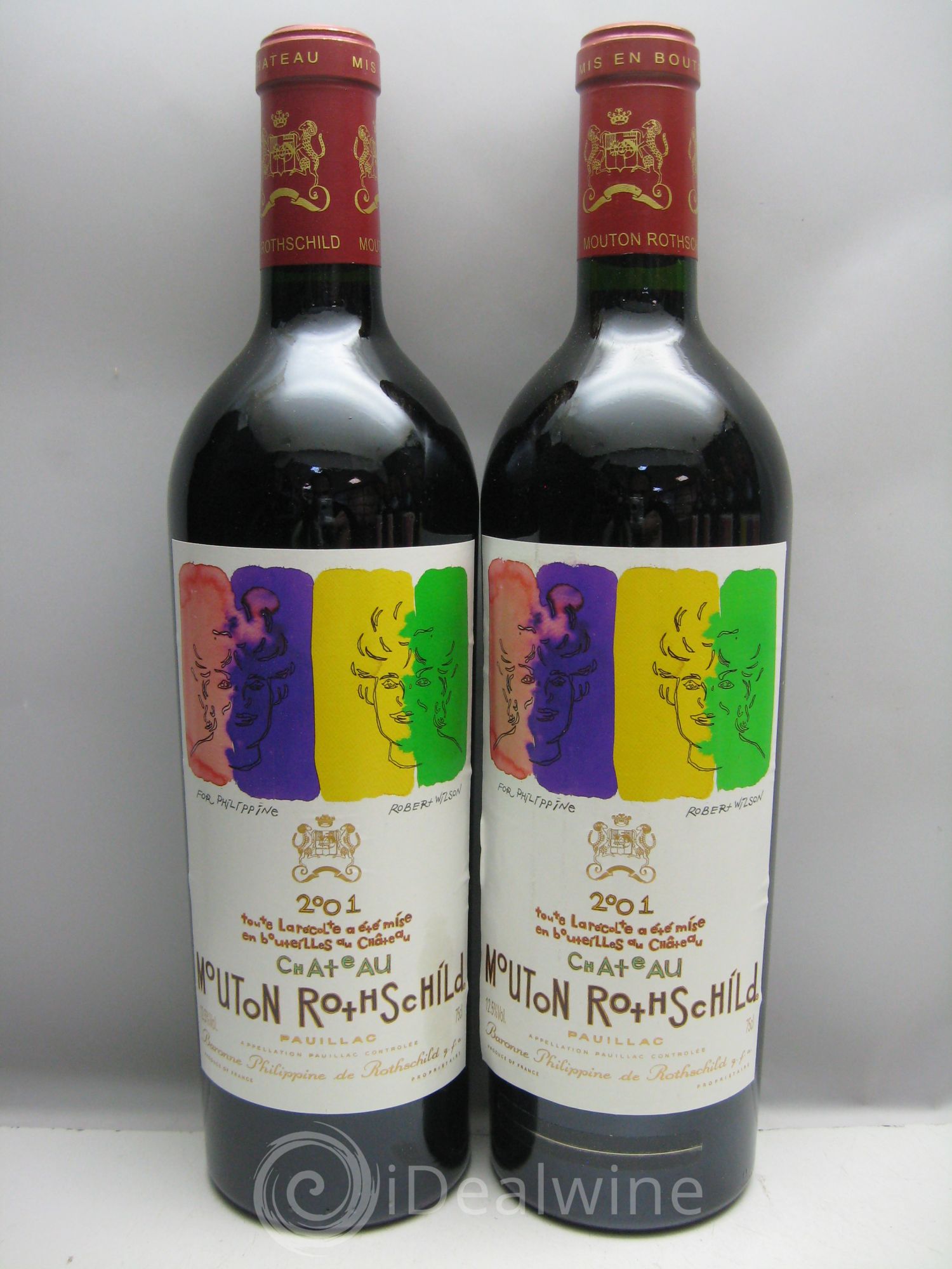 Château Mouton Rothschild 1er Grand Cru Classé (8caps.congés) 2001 - Lot de 12 bouteilles - 0