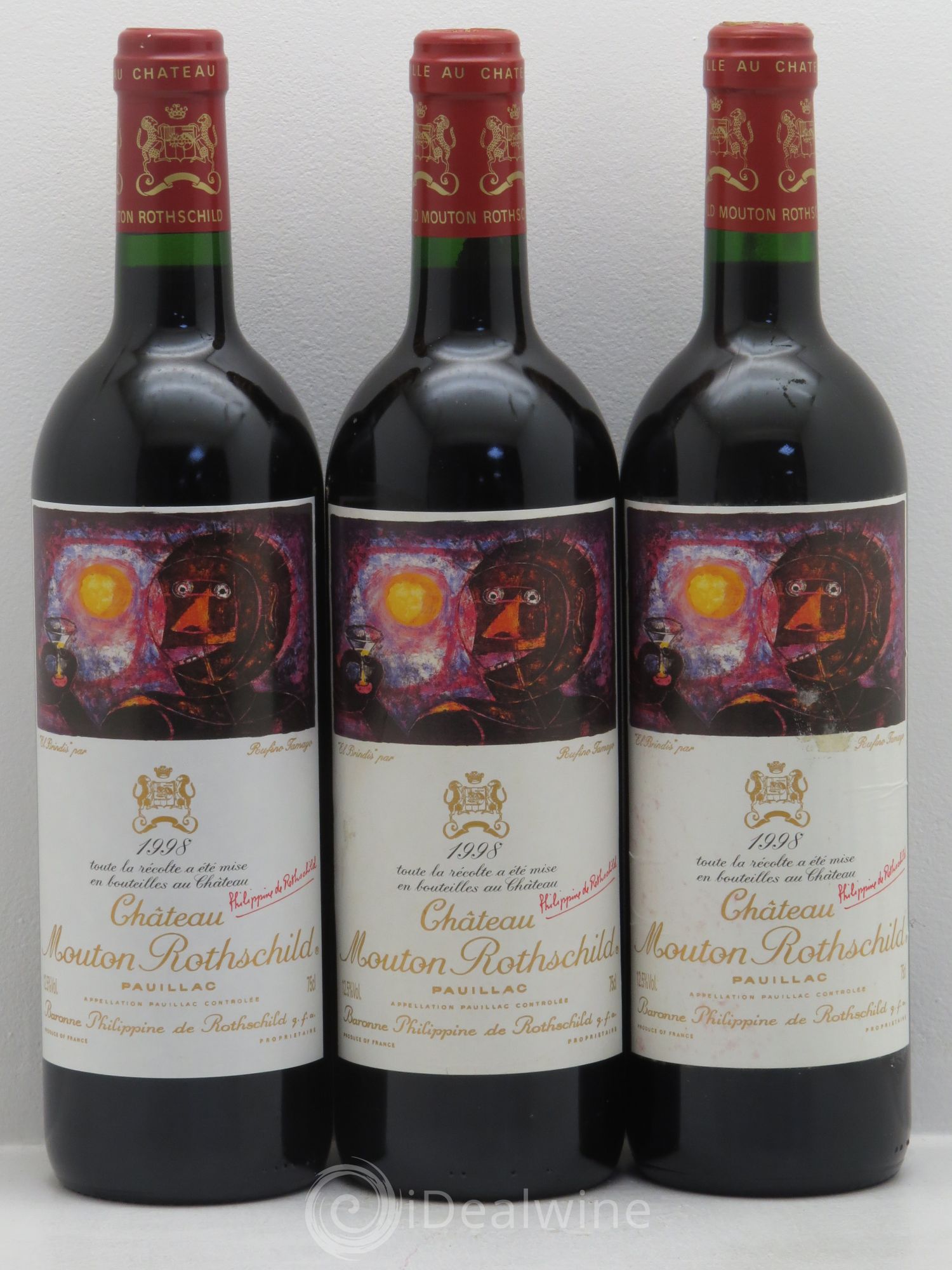 Château Mouton Rothschild 1er Grand Cru Classé 1998 - Lot de 3 bouteilles - 0