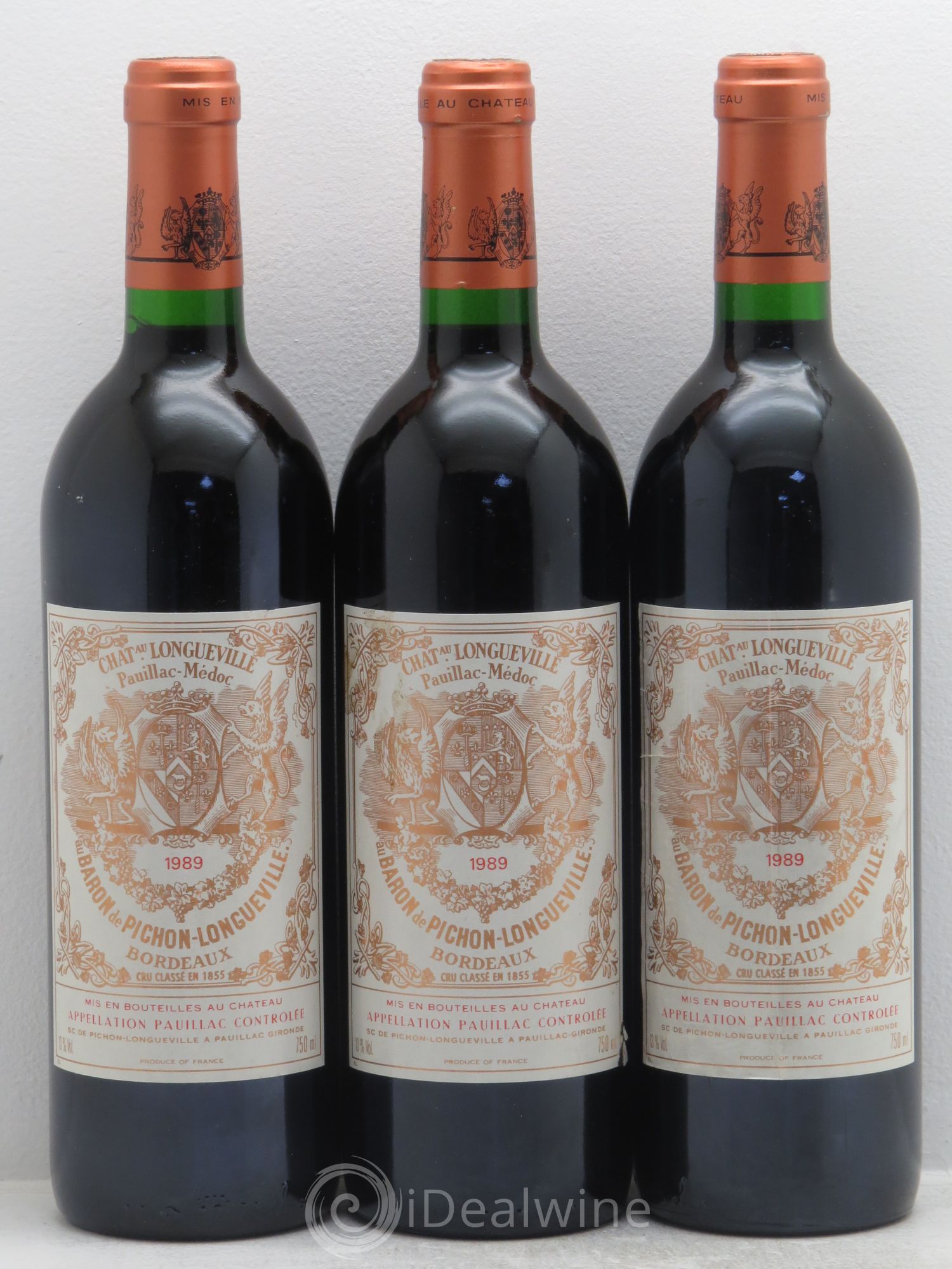 Pichon Longueville Baron 2ème Grand Cru Classé 1989 - Lot de 3 bouteilles - 0