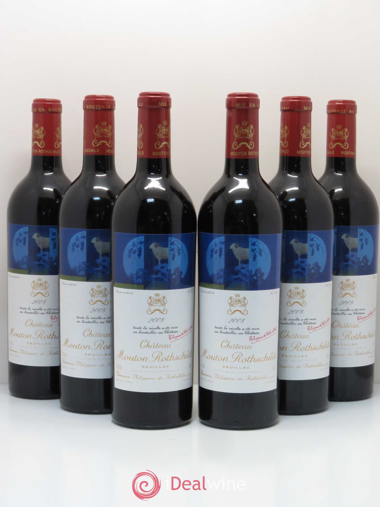 Château Mouton Rothschild 1er Grand Cru Classé 2008 - Lot de 6 bouteilles - 0